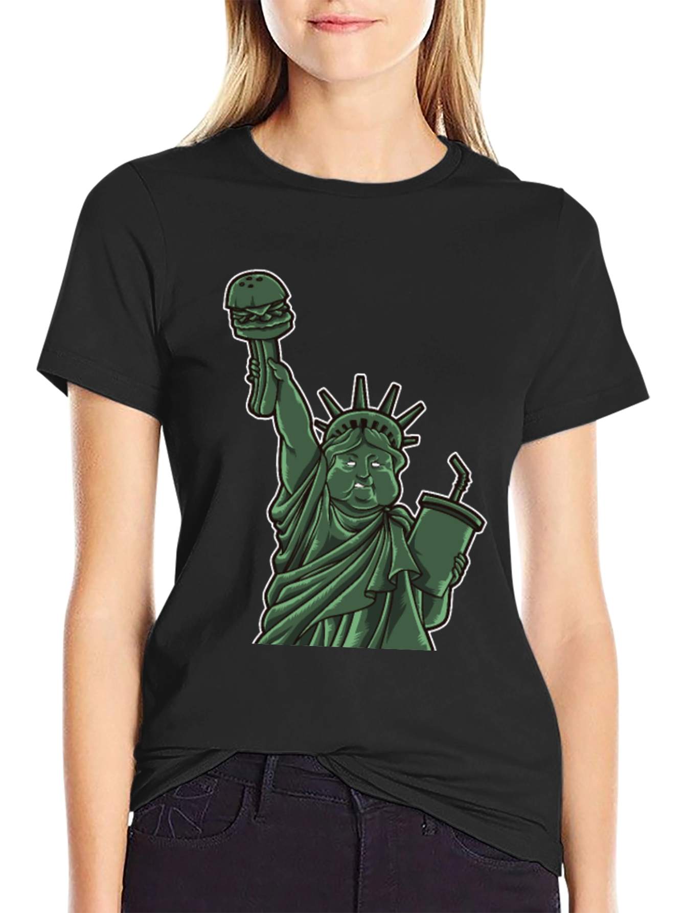 Statue of Liberty Burger Graphic T-Shirt