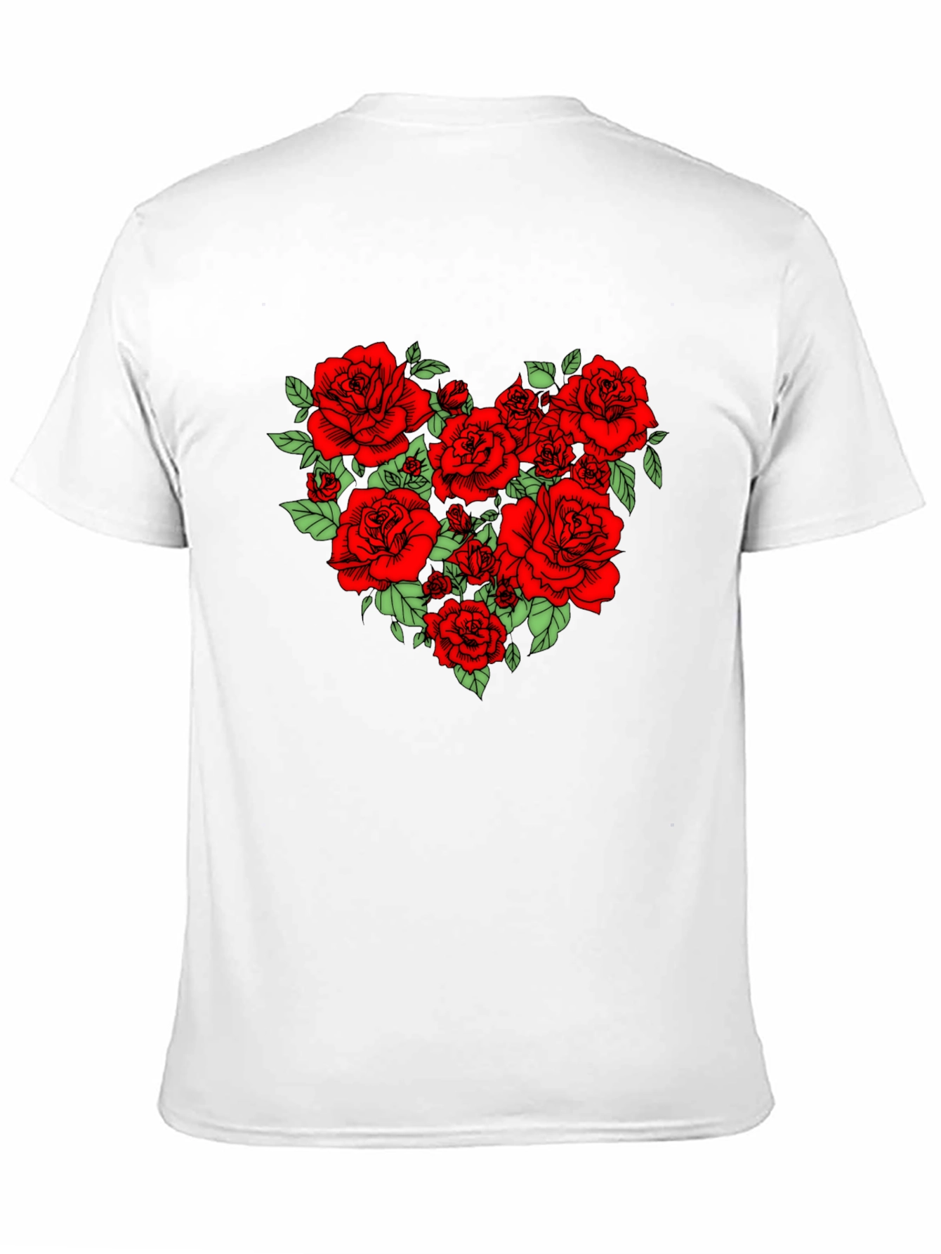 Rose Heart Graphic Tee - Black Cotton Blend