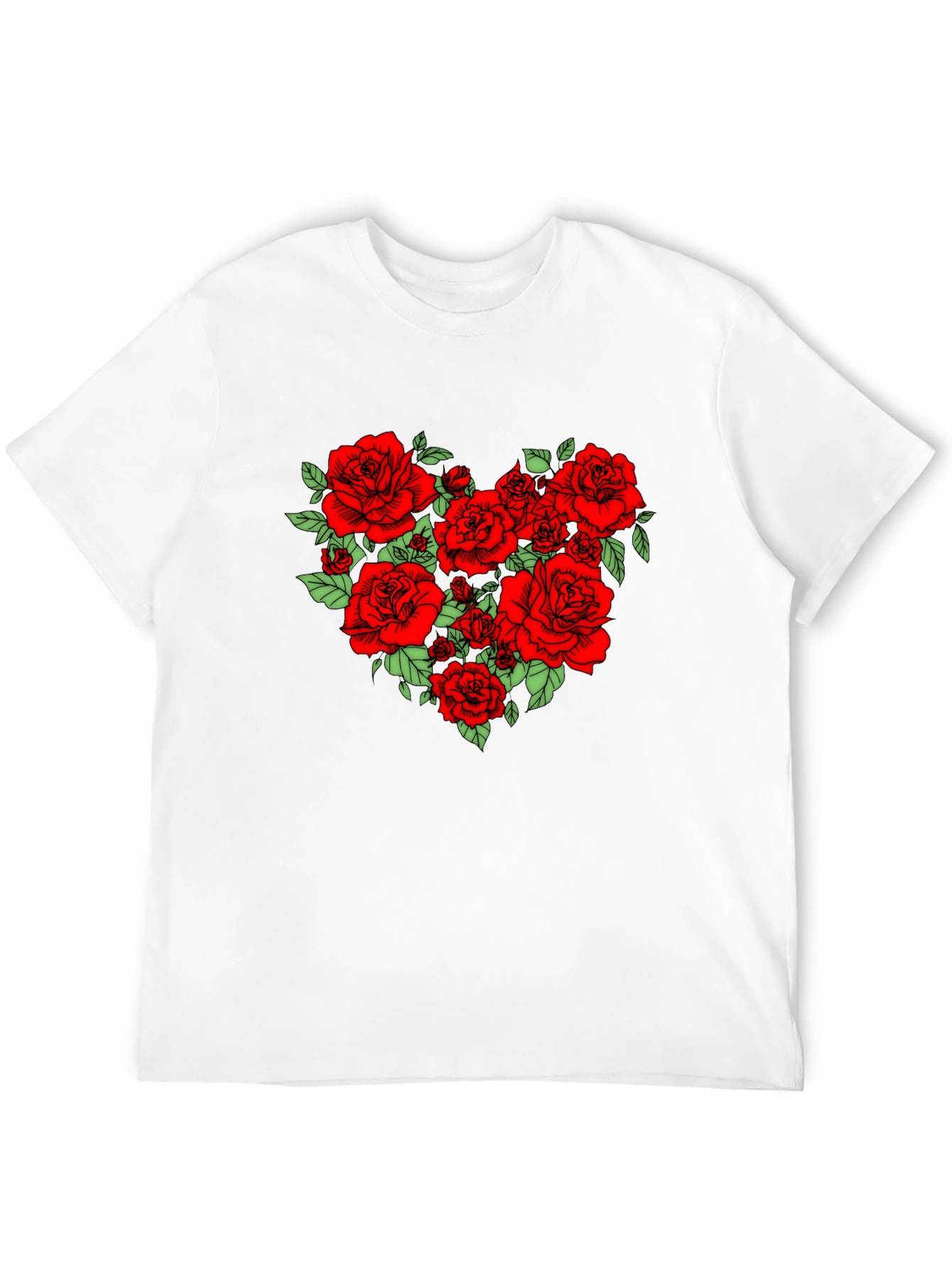 Rose Heart Graphic Tee - Black Cotton Blend