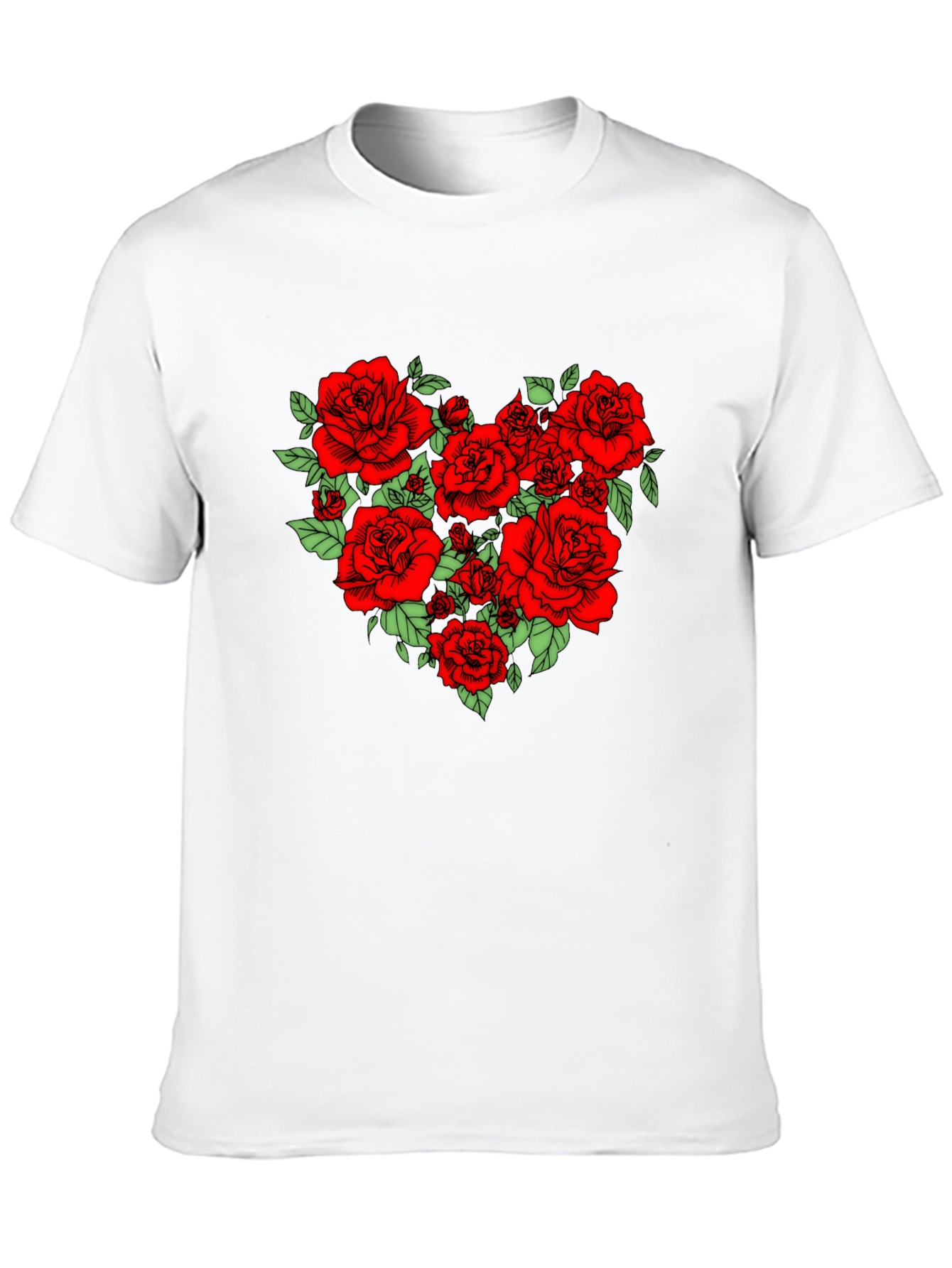 Rose Heart Graphic Tee - Black Cotton Blend