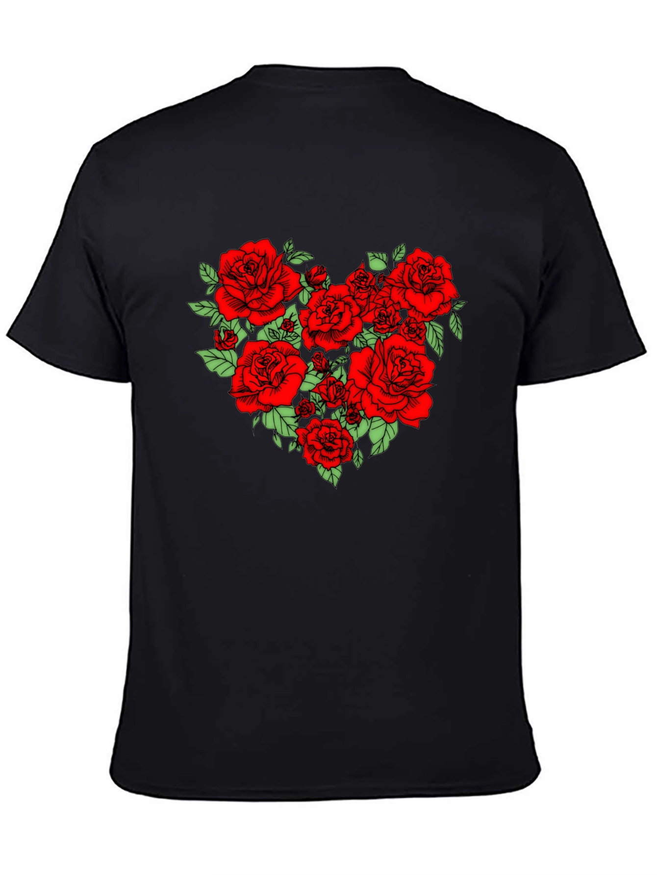 Rose Heart Graphic Tee - Black Cotton Blend