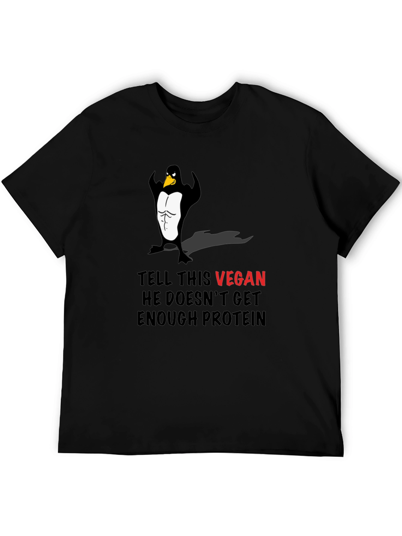 Vegan Penguin Muscle T-Shirt - Protein Humor