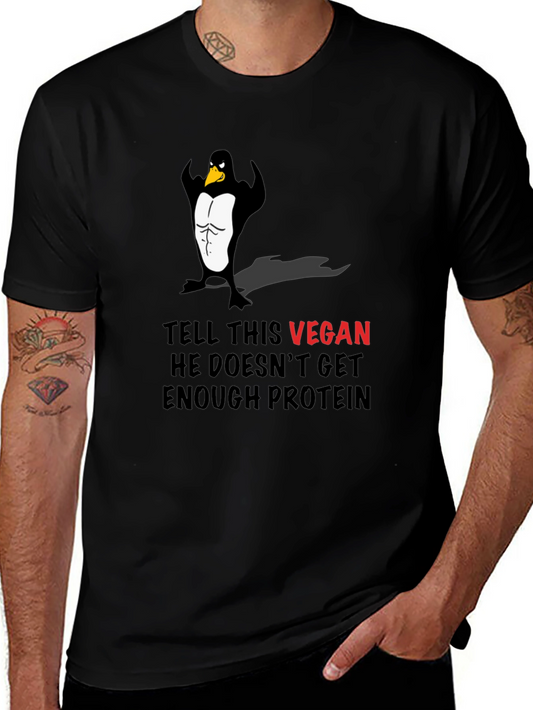 Vegan Penguin Muscle T-Shirt - Protein Humor