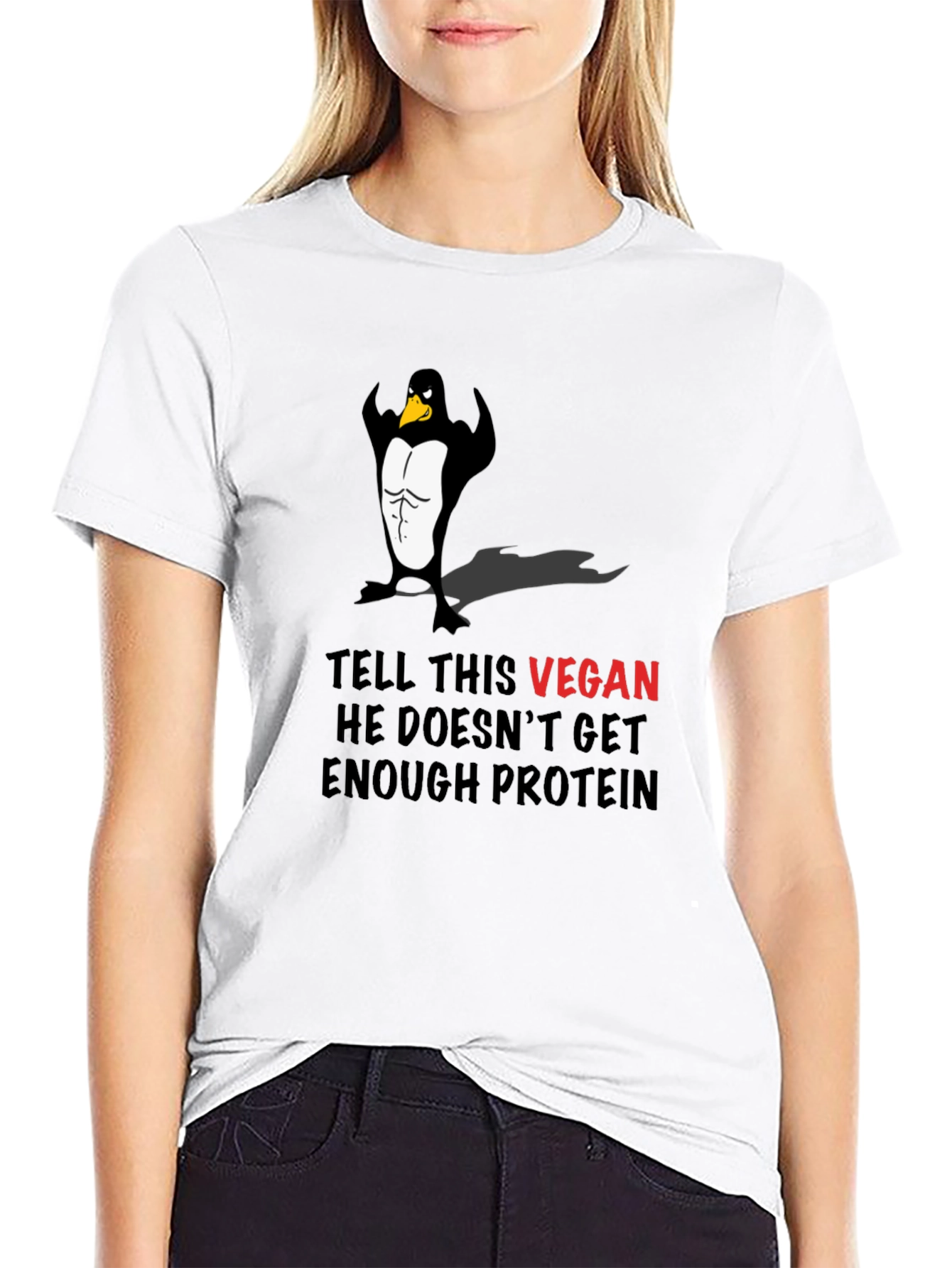 Vegan Penguin Muscle T-Shirt - Protein Humor