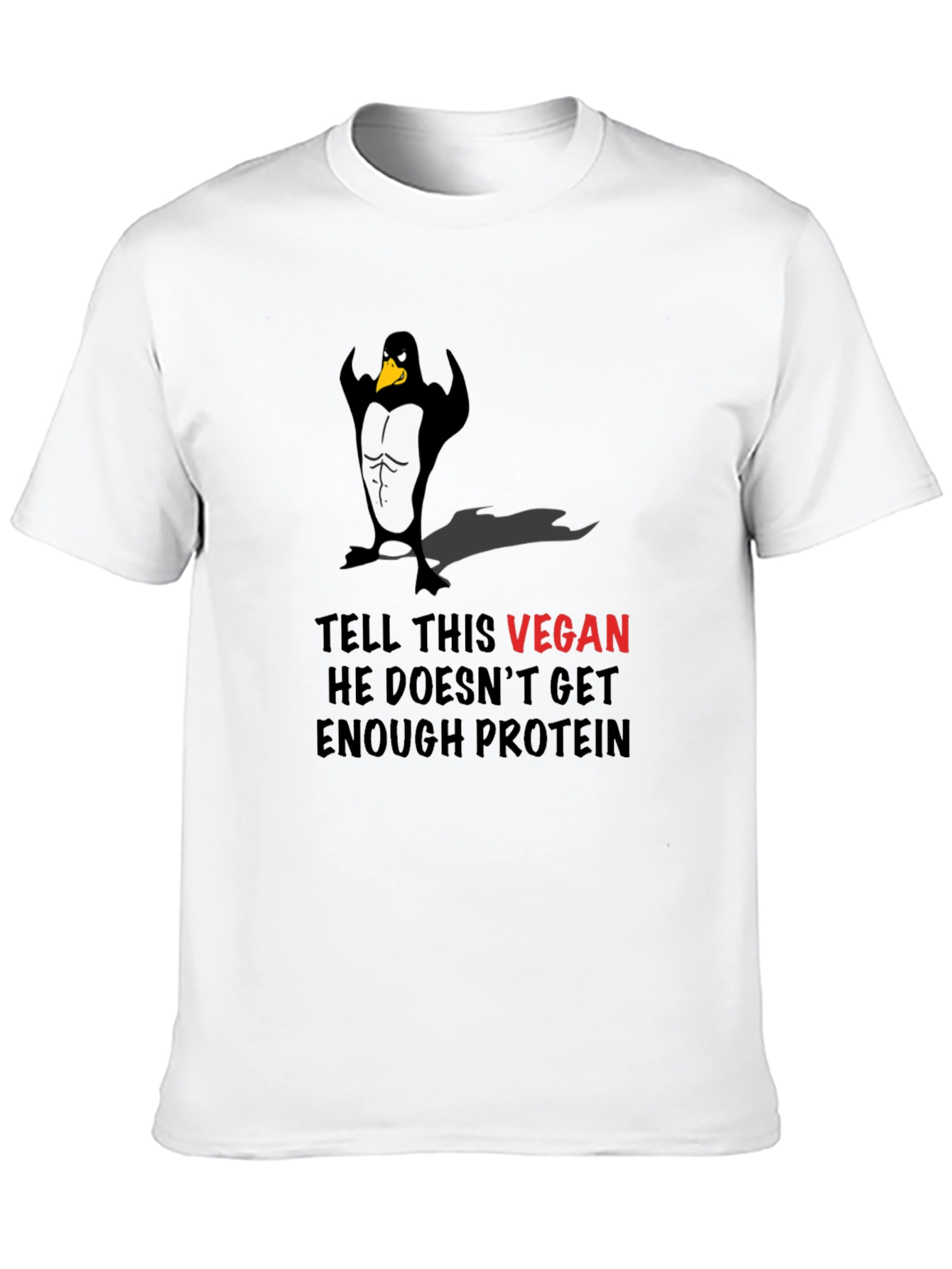 Vegan Penguin Muscle T-Shirt - Protein Humor
