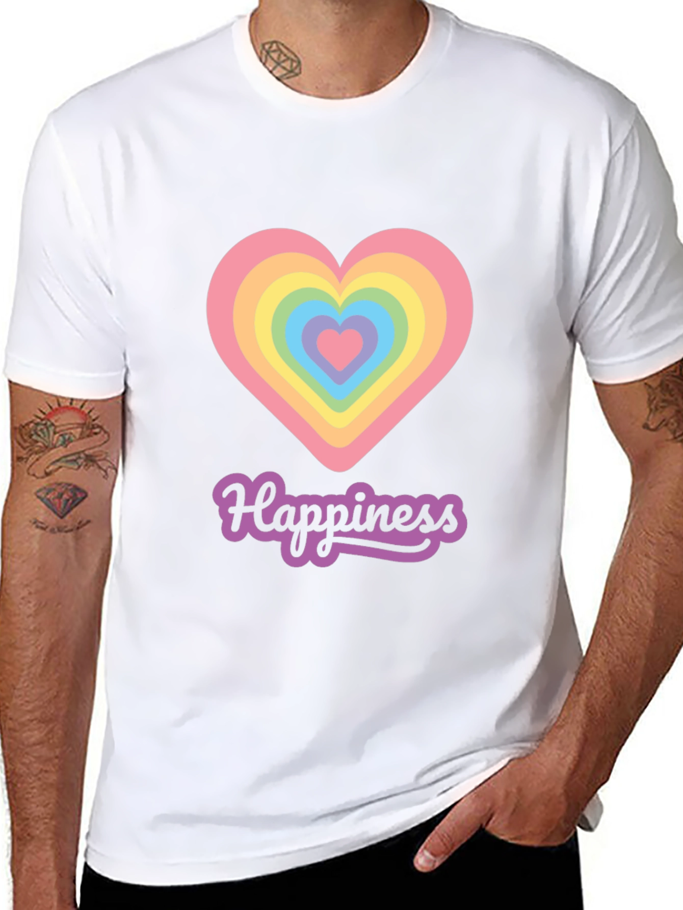 Happiness Rainbow Heart Graphic Tee