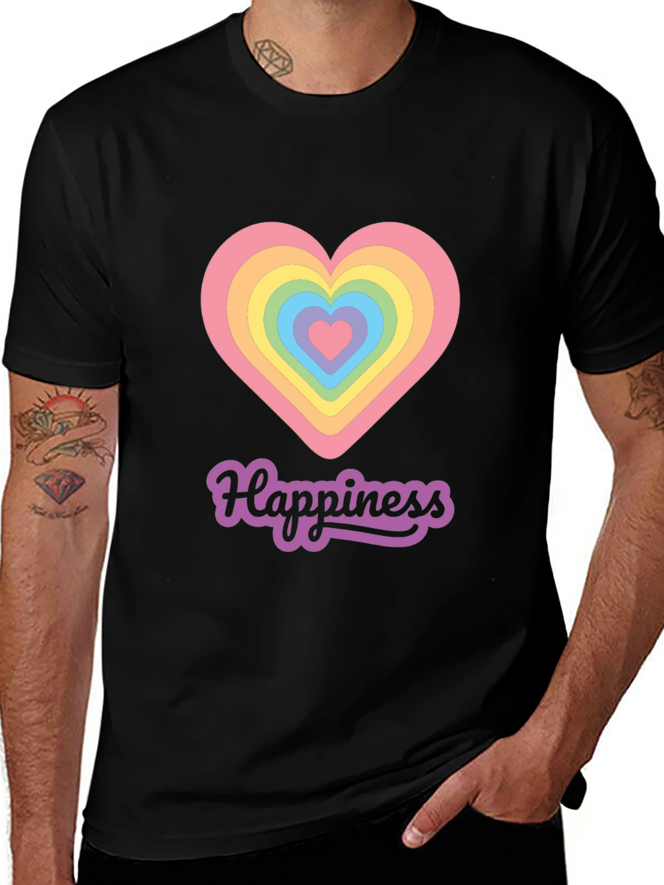 Happiness Rainbow Heart Graphic Tee