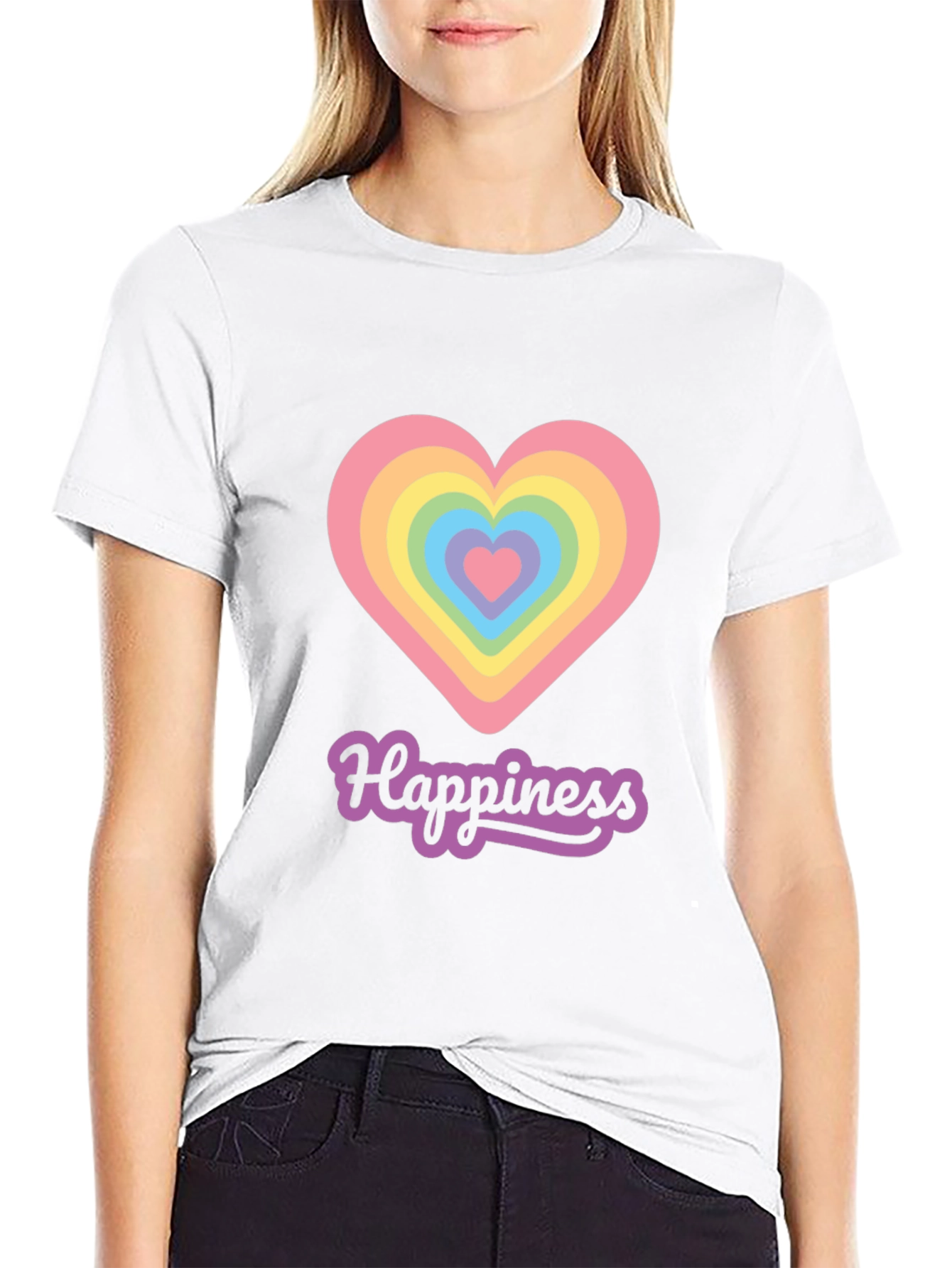 Happiness Rainbow Heart Graphic Tee