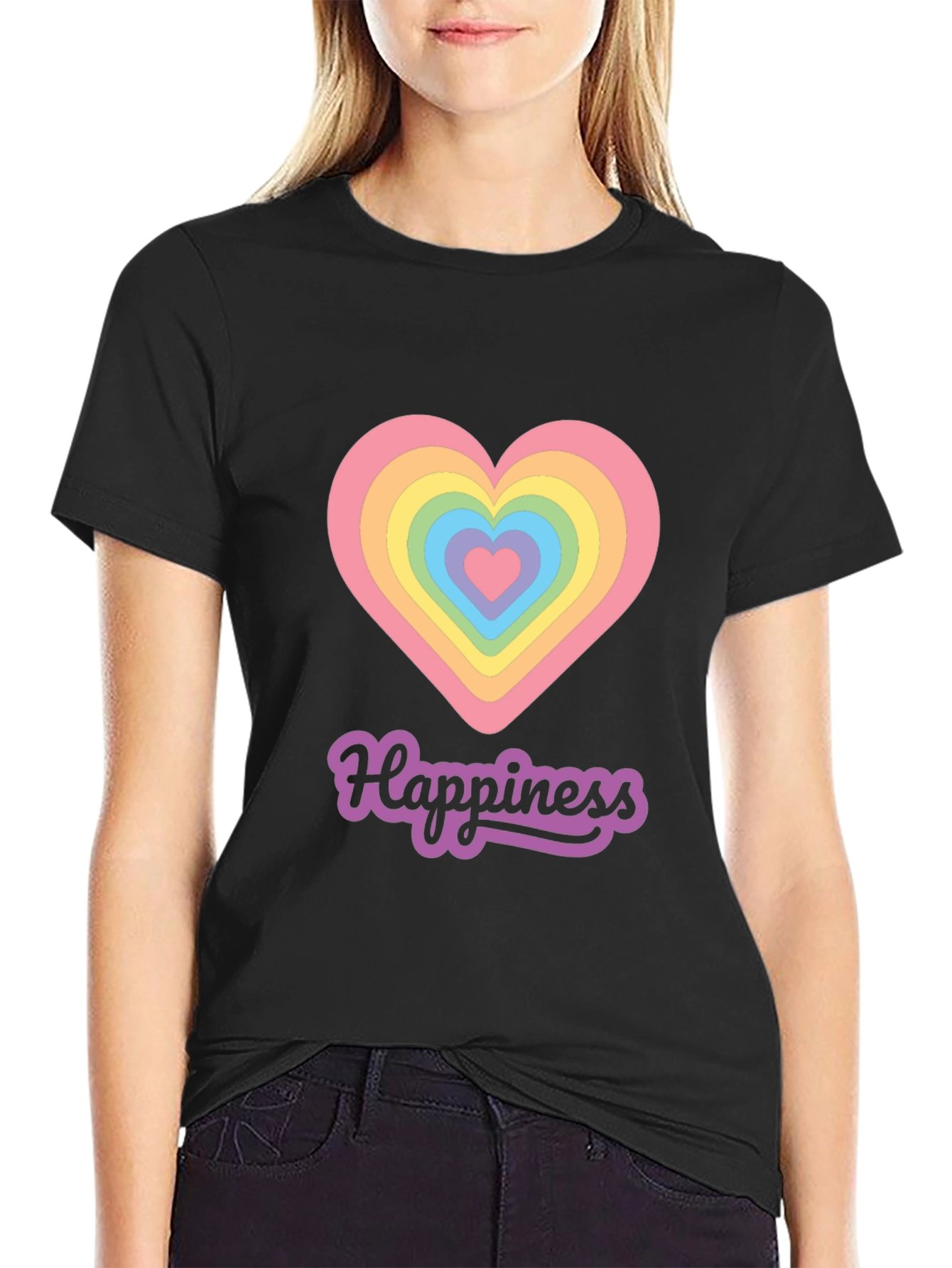 Happiness Rainbow Heart Graphic Tee
