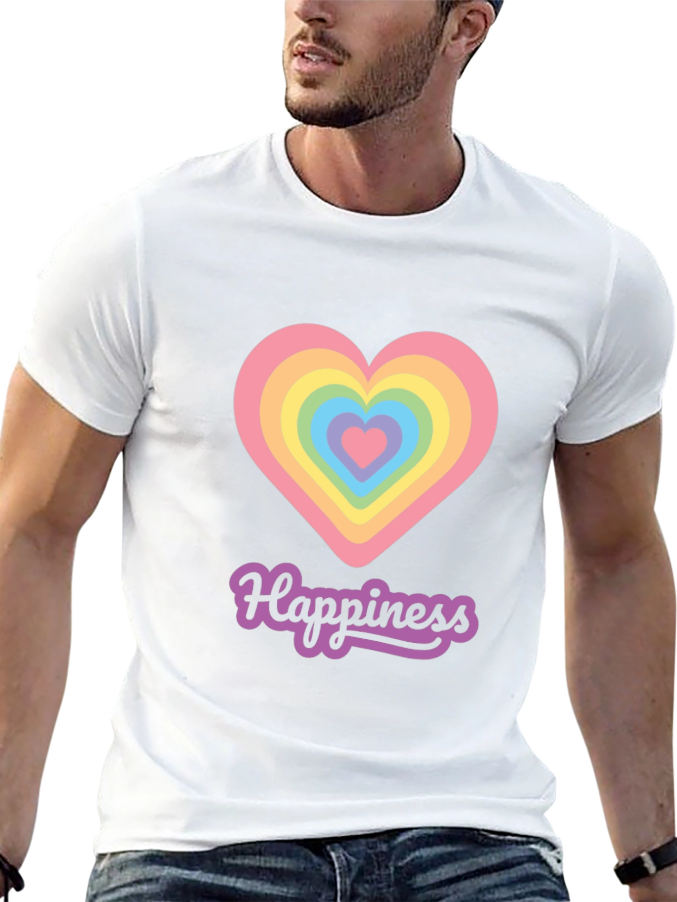 Happiness Rainbow Heart Graphic Tee