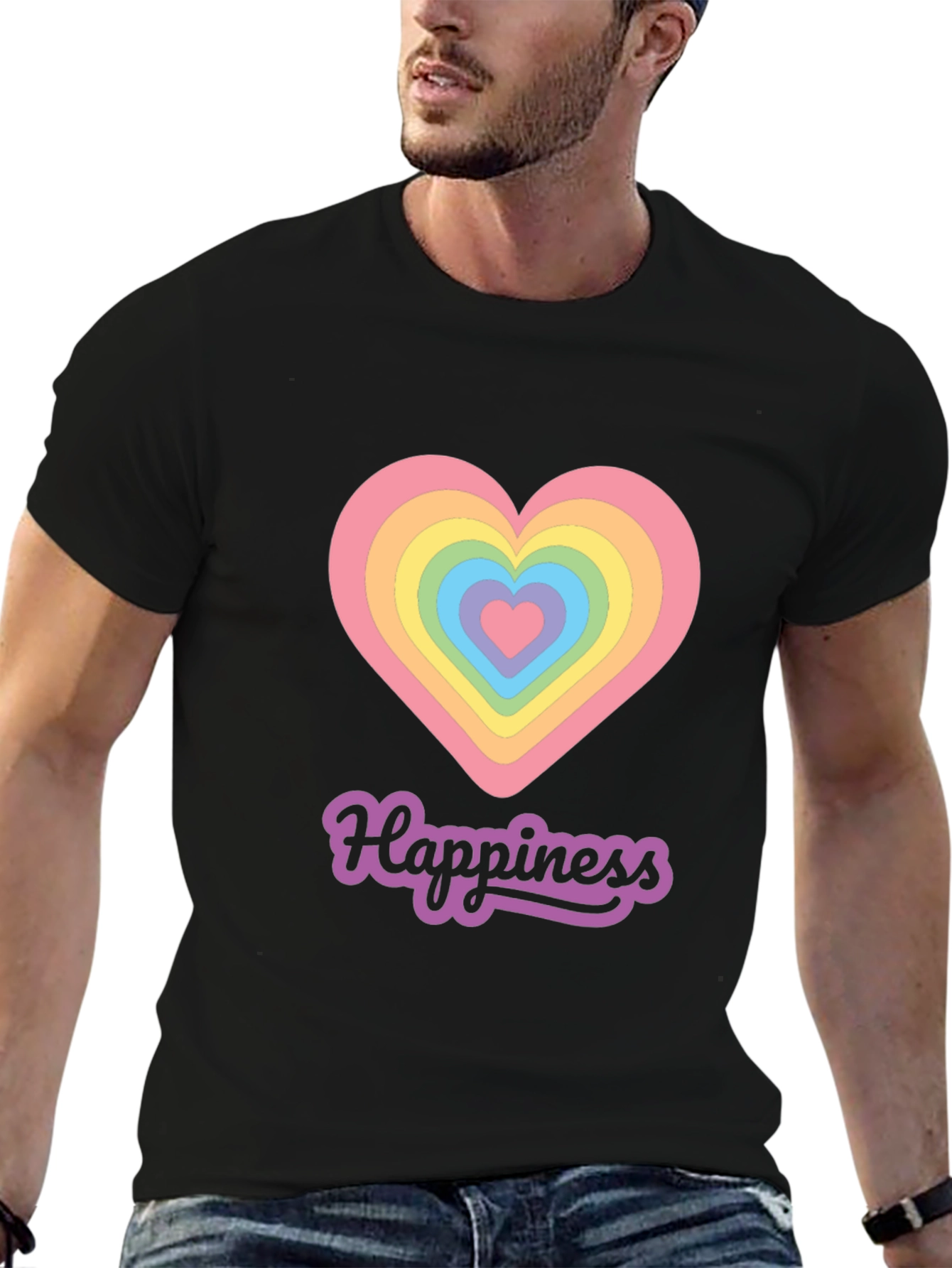 Happiness Rainbow Heart Graphic Tee