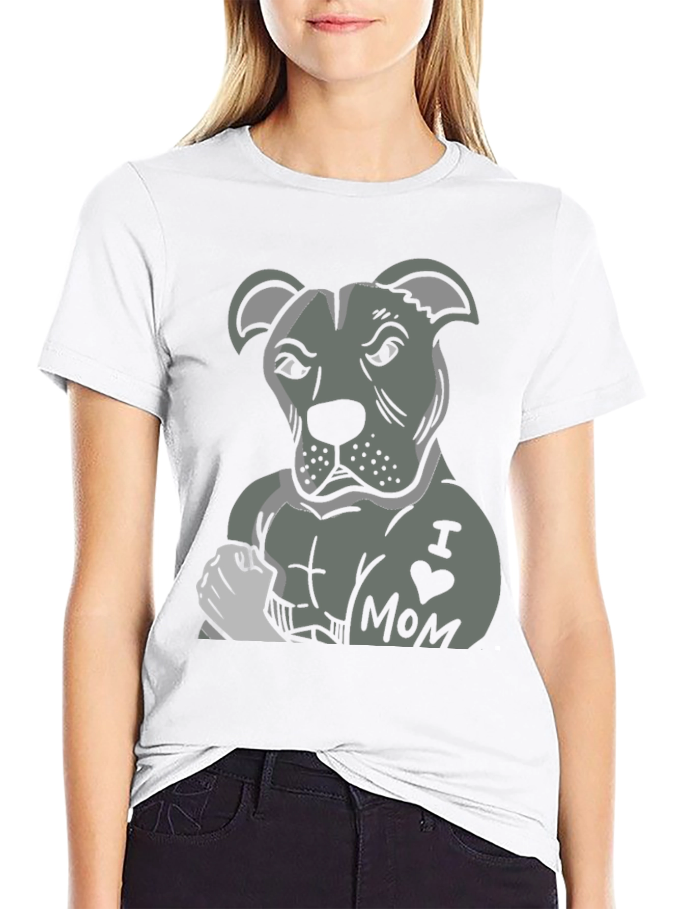 Pitbull I Heart Mom Graphic T-Shirt