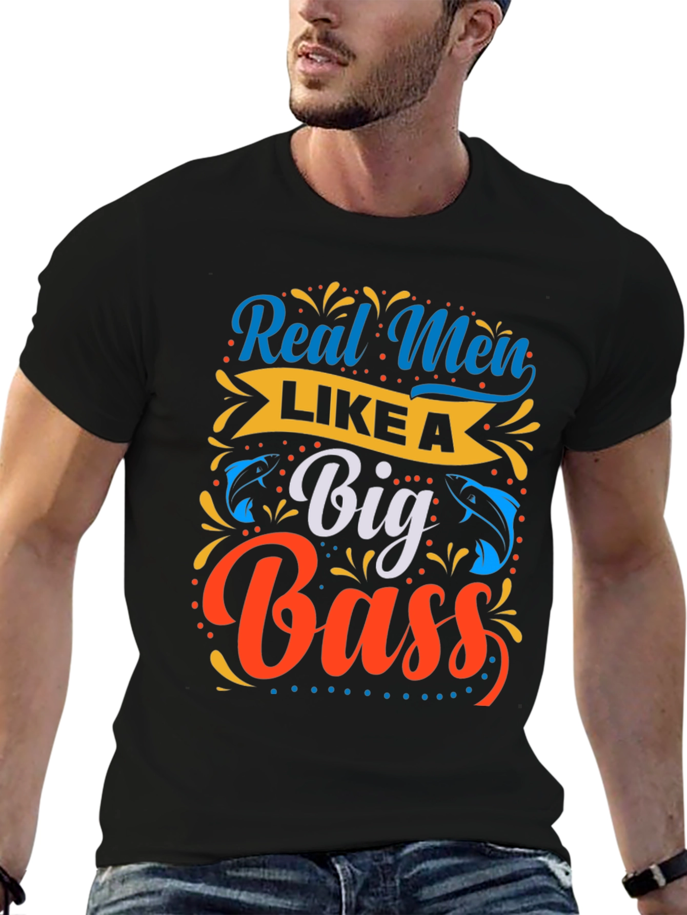Real Men Like a Big Bass Fishing T-Shirt
