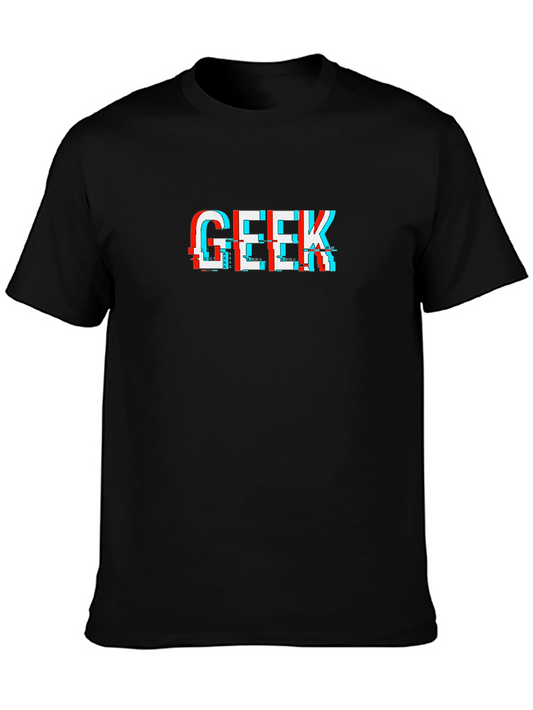 Geek Glitch Graphic Tee - Black Cotton Comfort