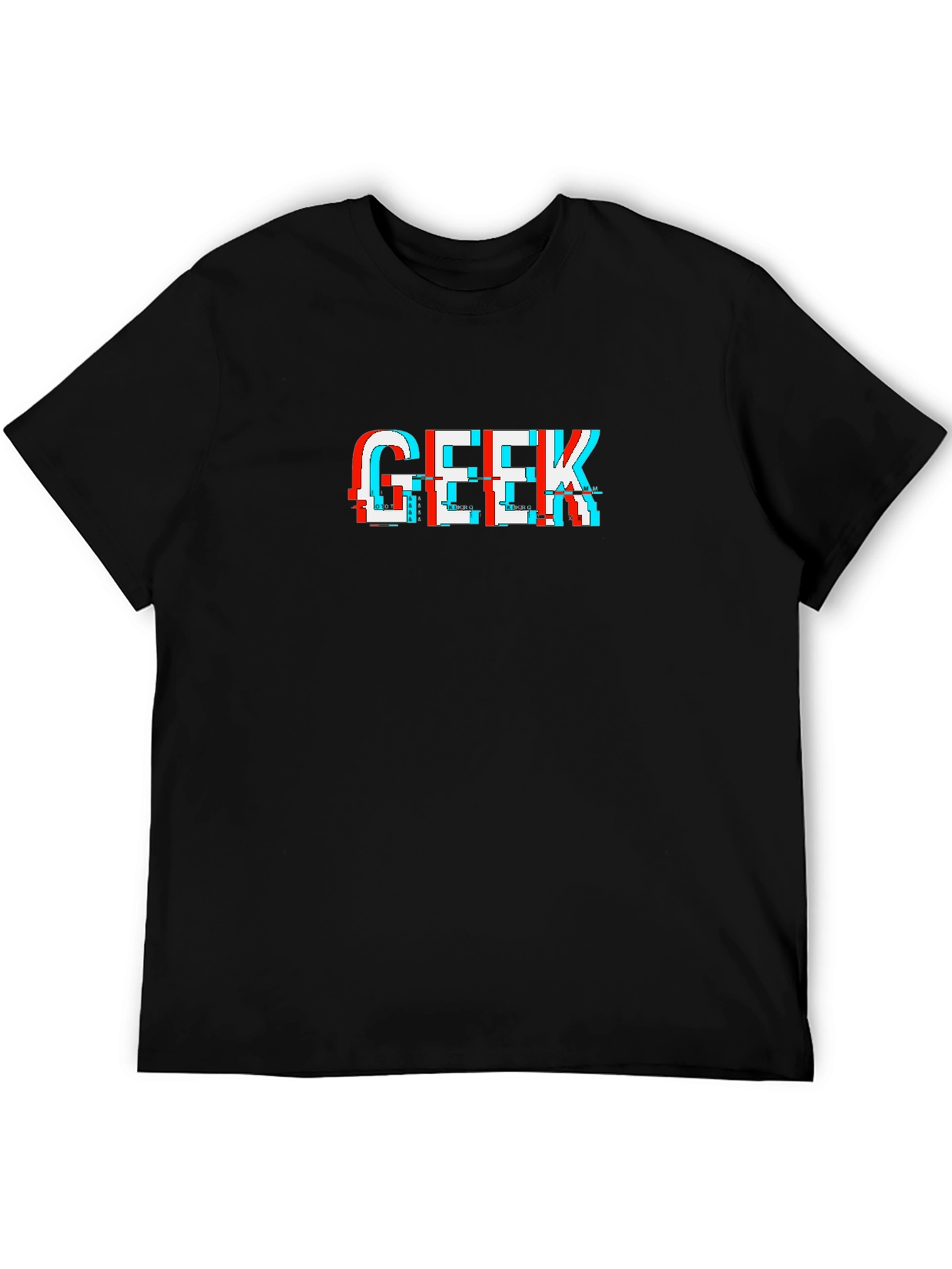 Geek Glitch Graphic Tee - Black Cotton Comfort