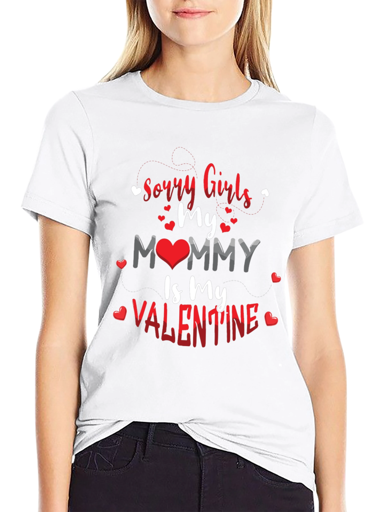 Sorry Girls Mommy is My Valentine Black T-Shirt