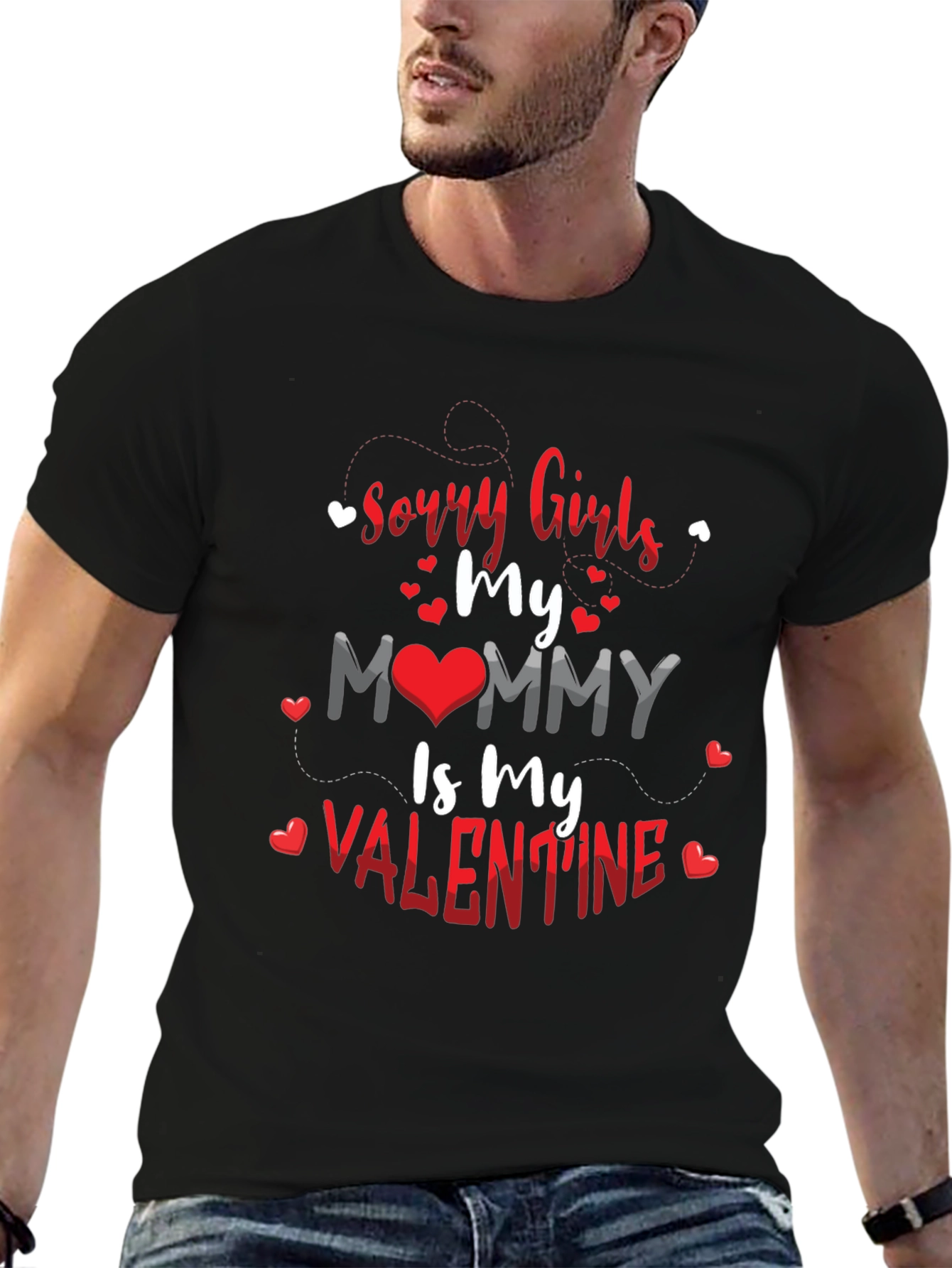 Sorry Girls Mommy is My Valentine Black T-Shirt