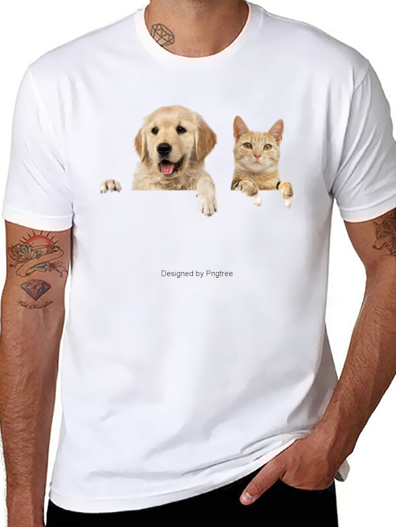 Dog & Cat Peekaboo Black T-Shirt