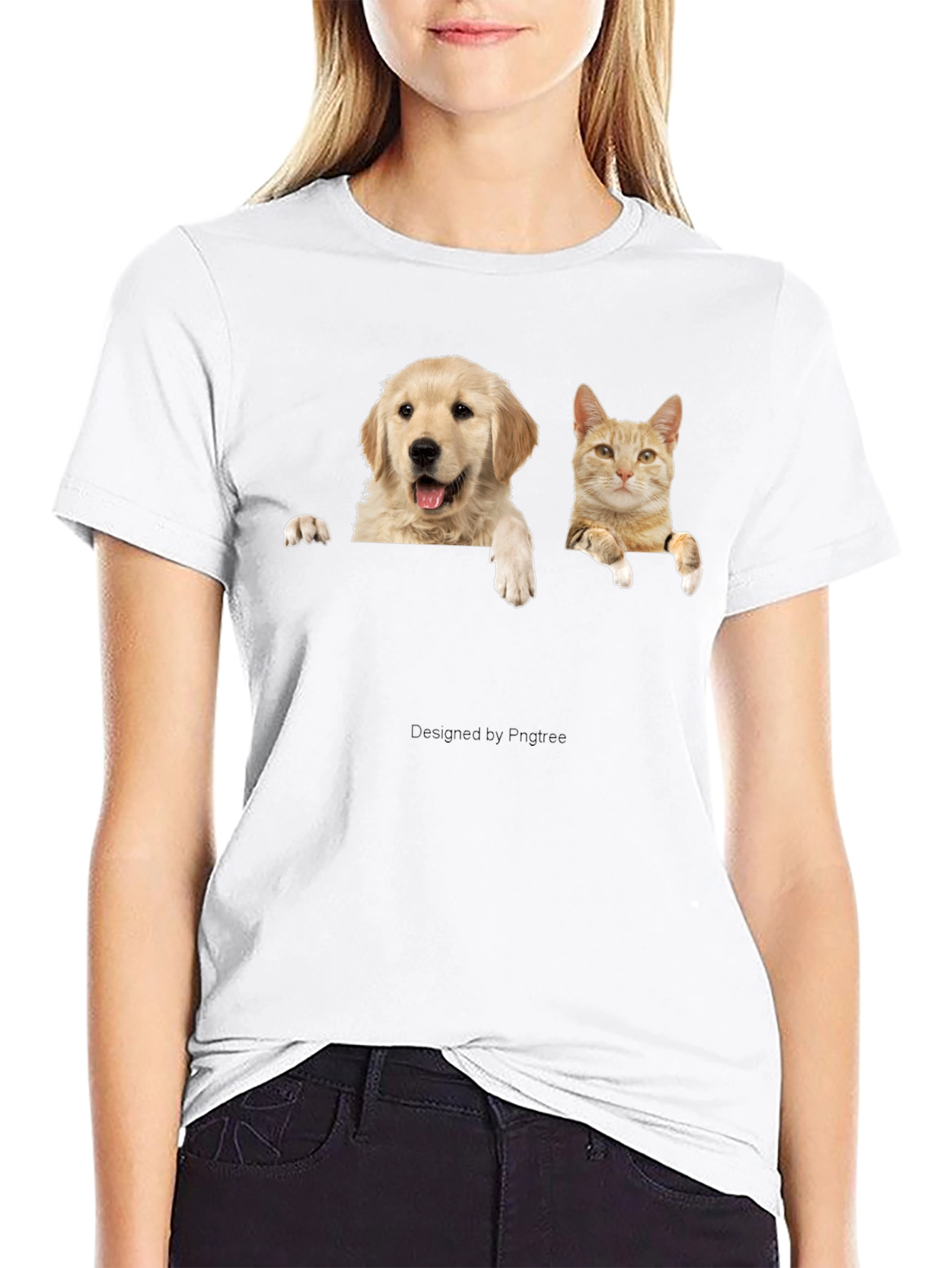 Dog & Cat Peekaboo Black T-Shirt