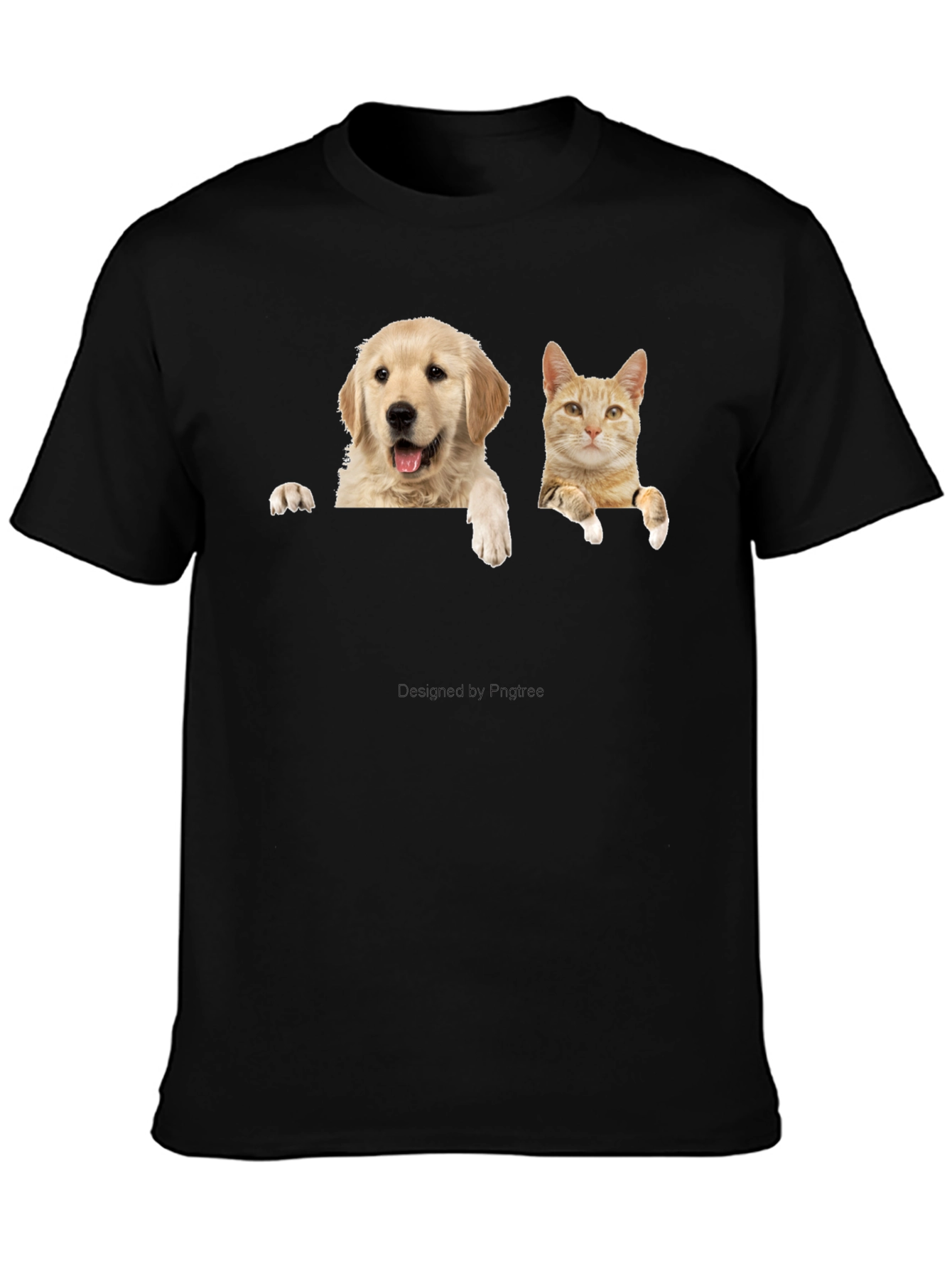 Dog & Cat Peekaboo Black T-Shirt