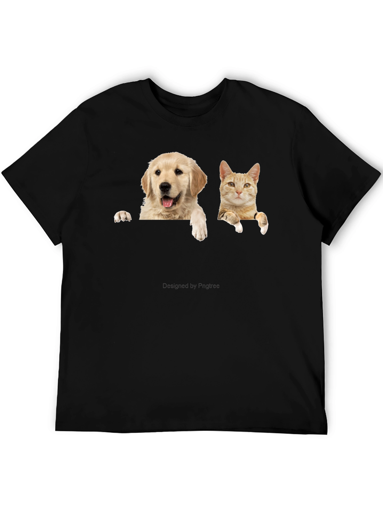 Dog & Cat Peekaboo Black T-Shirt