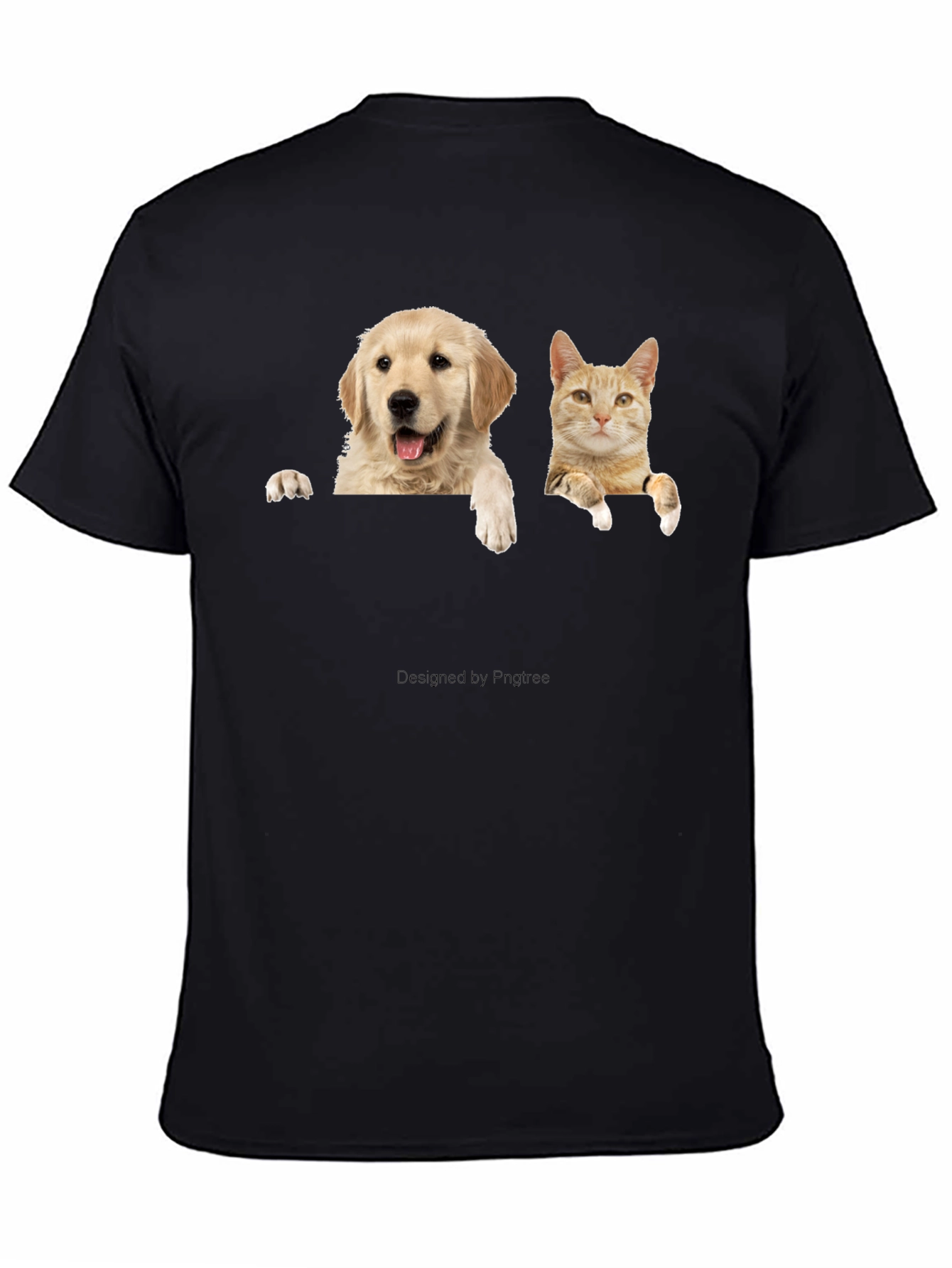 Dog & Cat Peekaboo Black T-Shirt