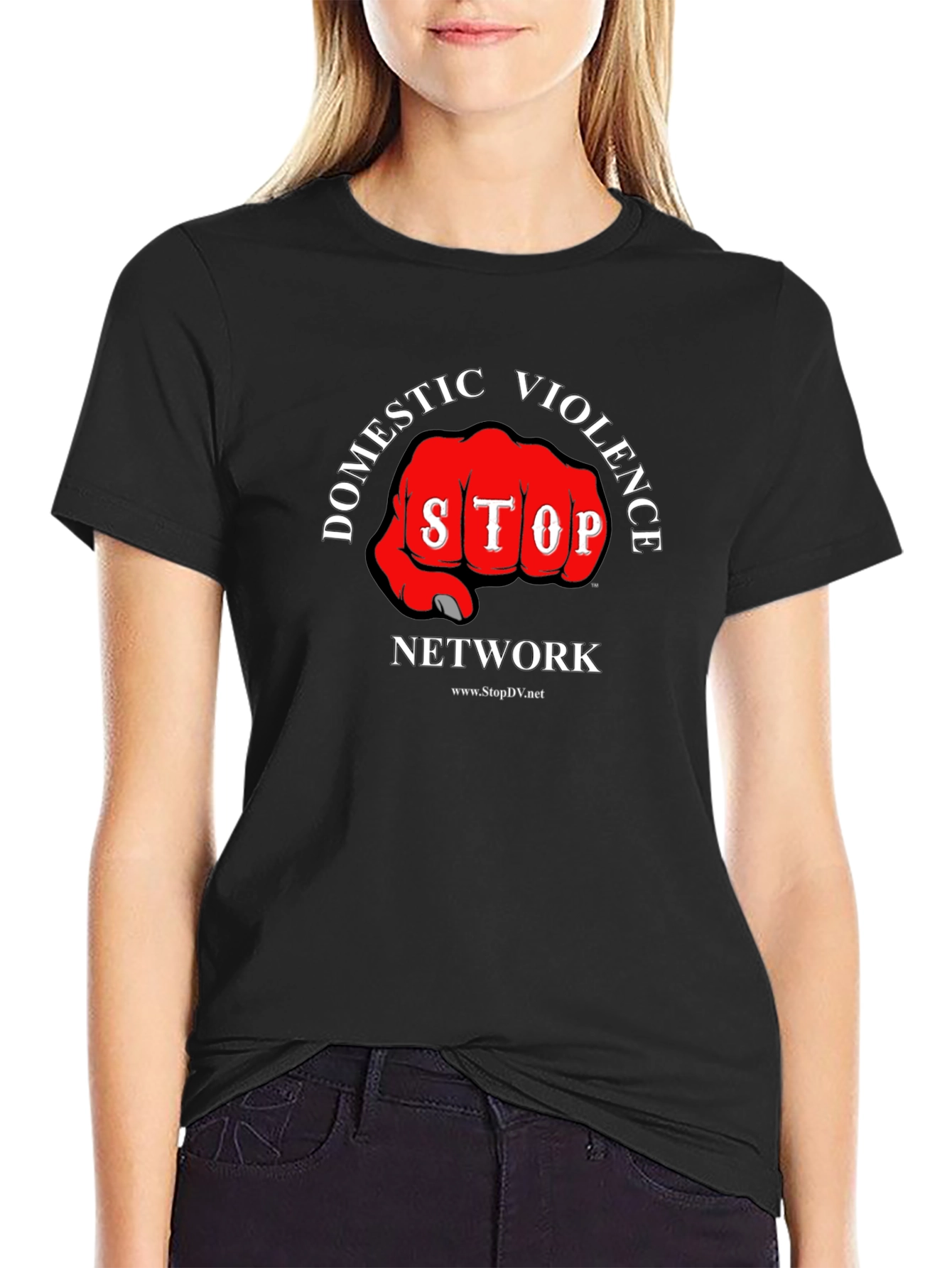 Stop Domestic Violence Network Black T-Shirt