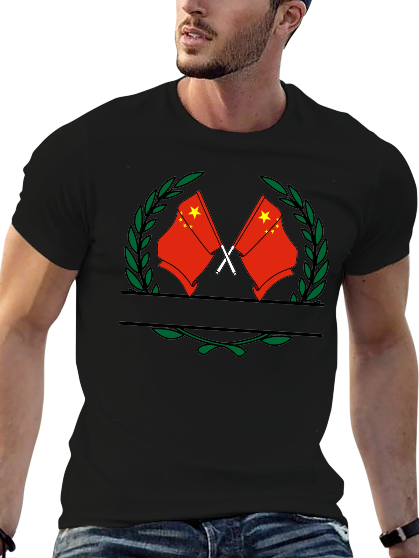 China Flag Wreath Graphic Tee - Casual Comfort