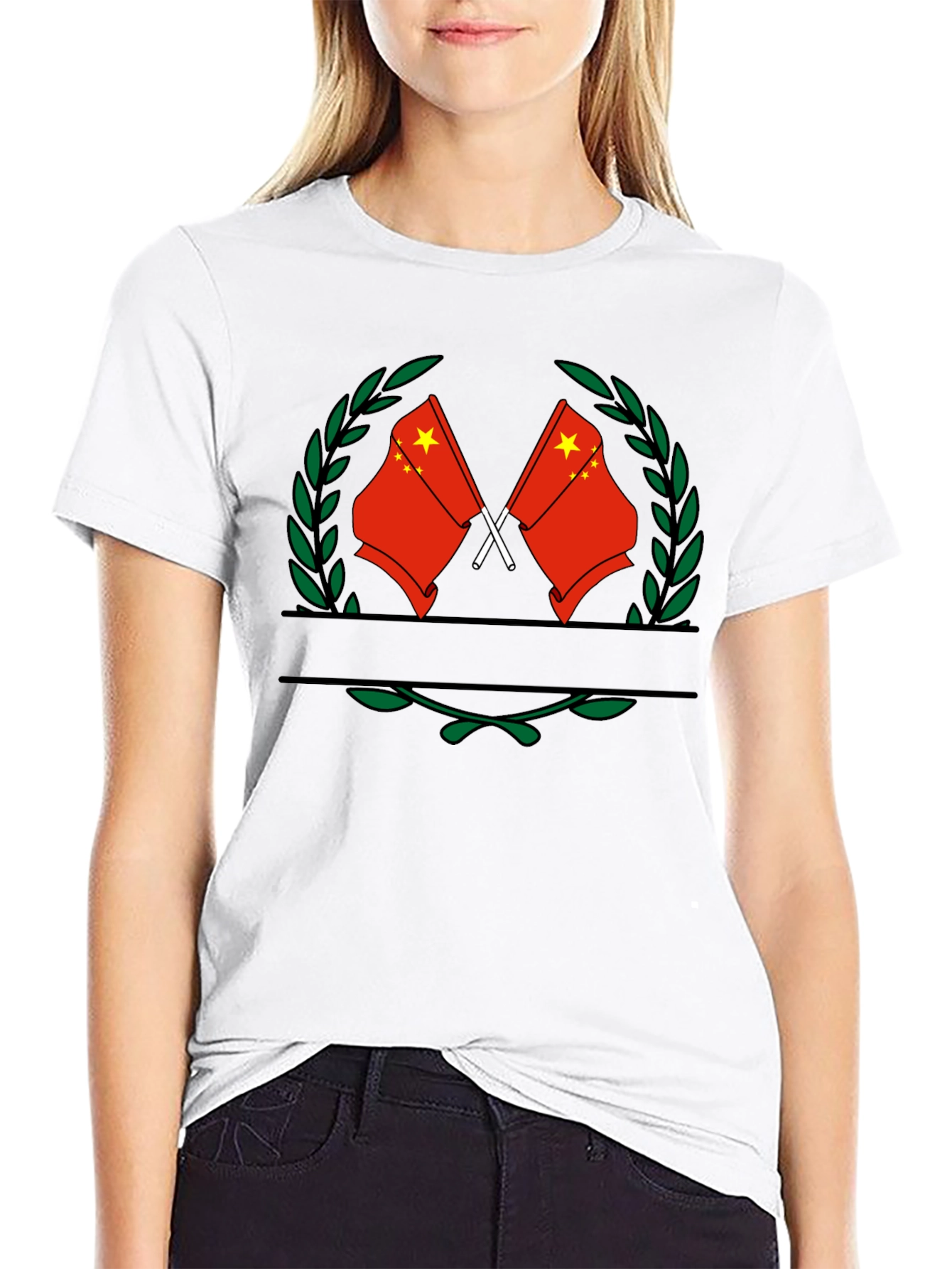 China Flag Wreath Graphic Tee - Casual Comfort