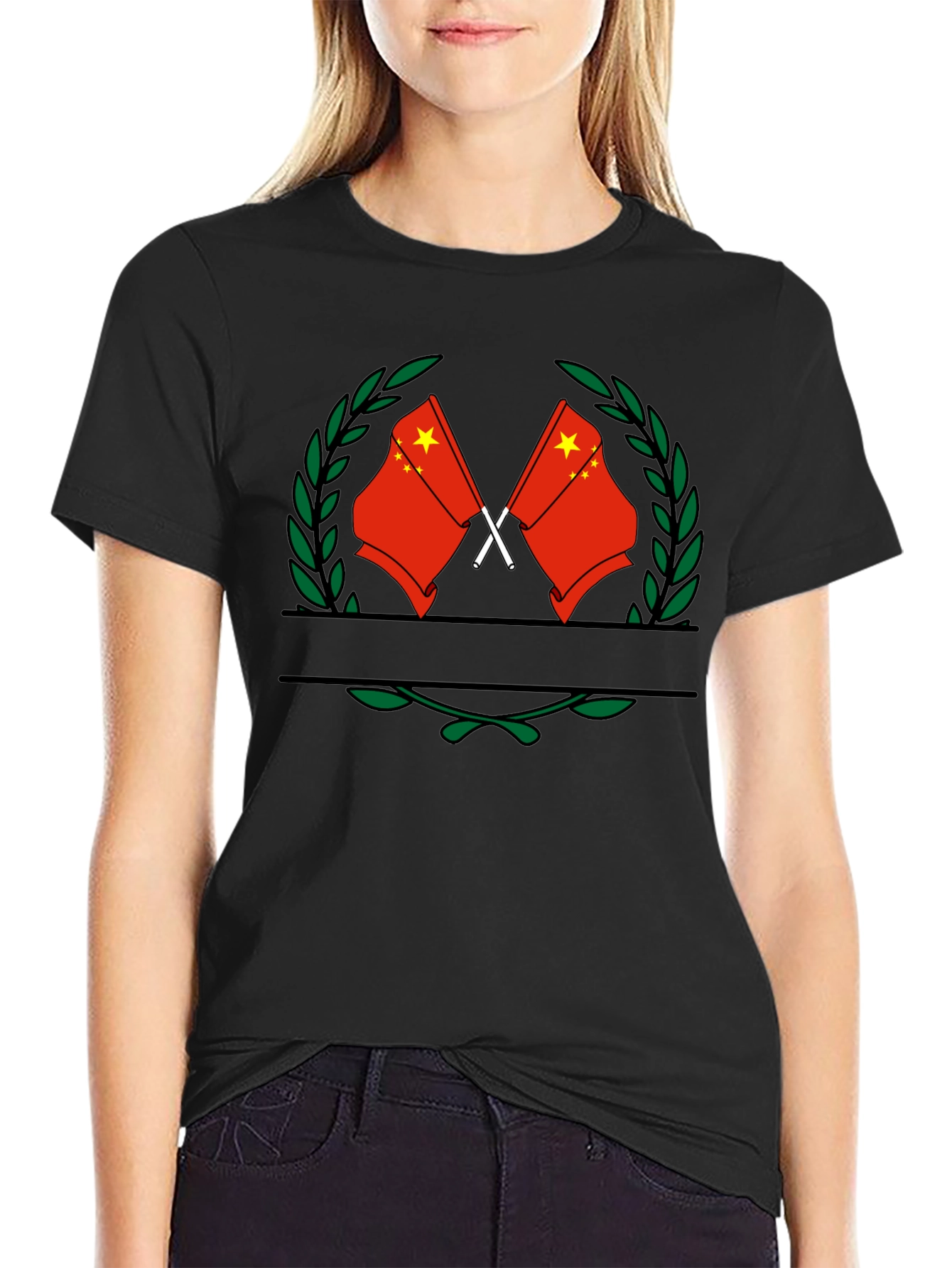 China Flag Wreath Graphic Tee - Casual Comfort