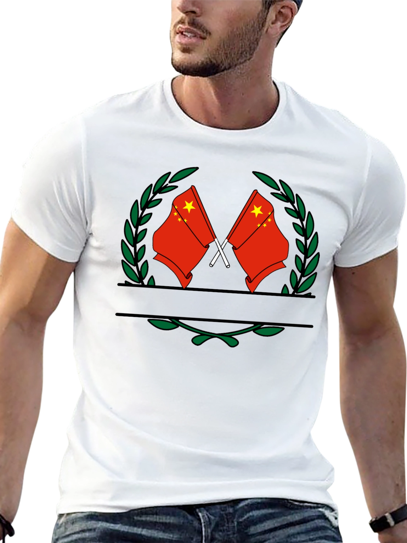 China Flag Wreath Graphic Tee - Casual Comfort