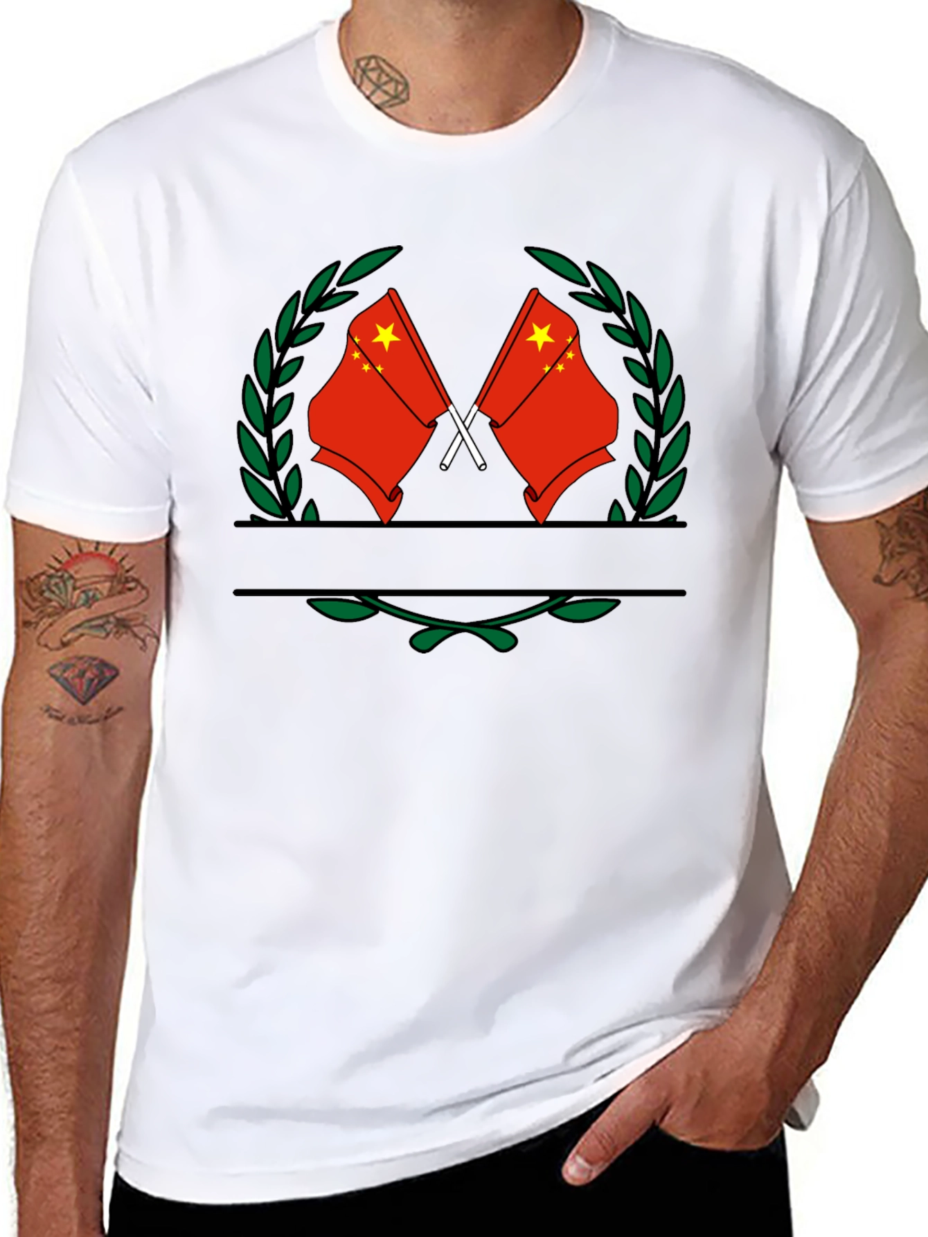 China Flag Wreath Graphic Tee - Casual Comfort