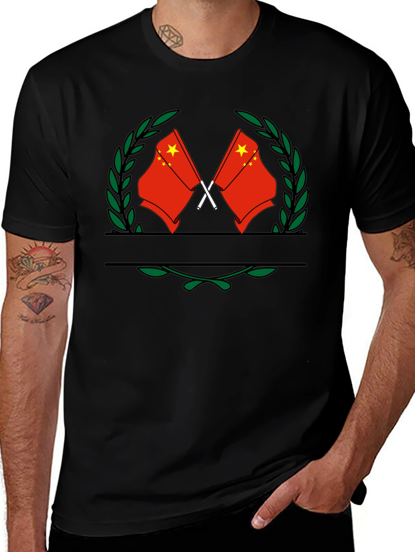 China Flag Wreath Graphic Tee - Casual Comfort