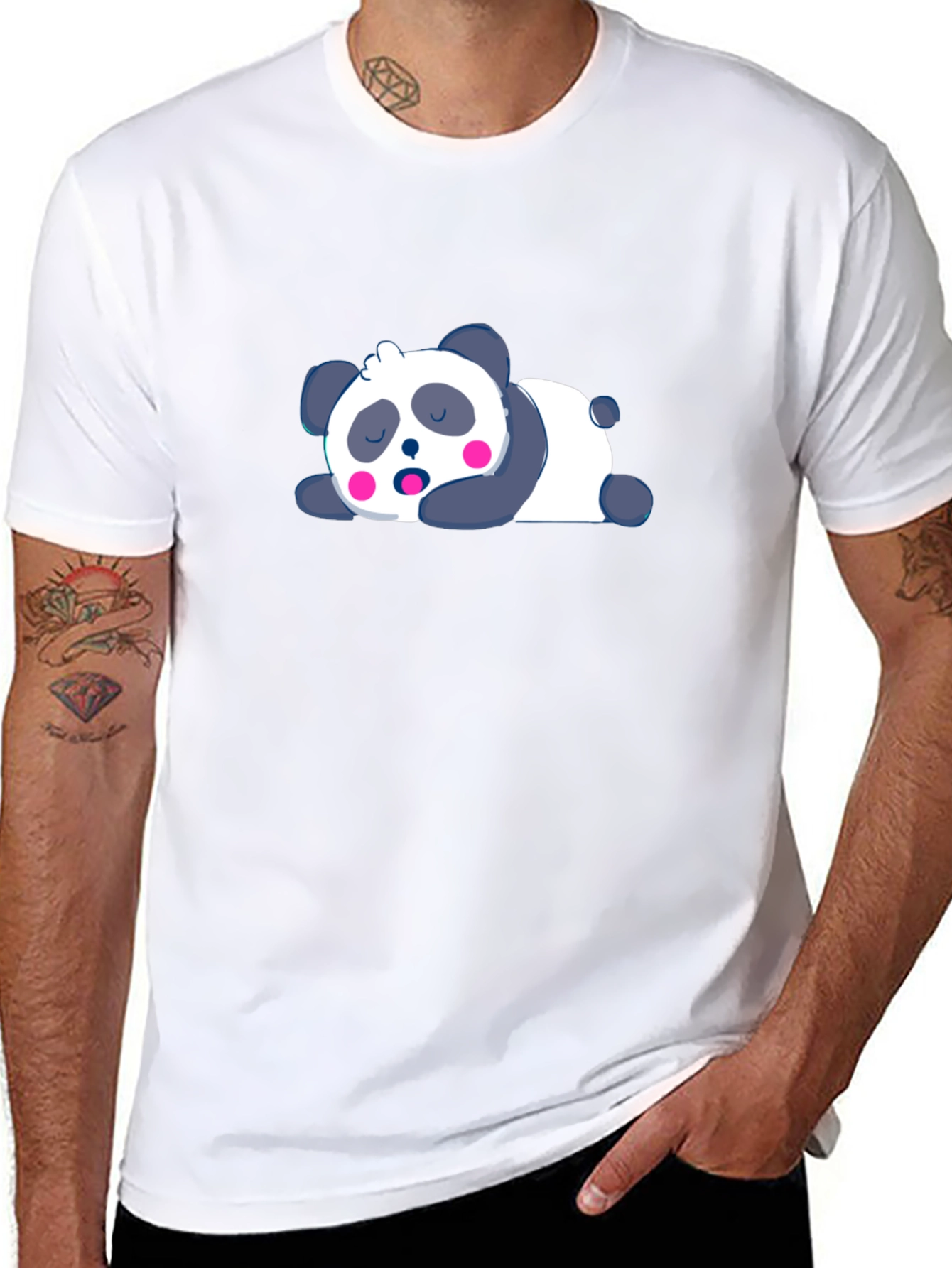 Cute Sleeping Panda Black T-Shirt