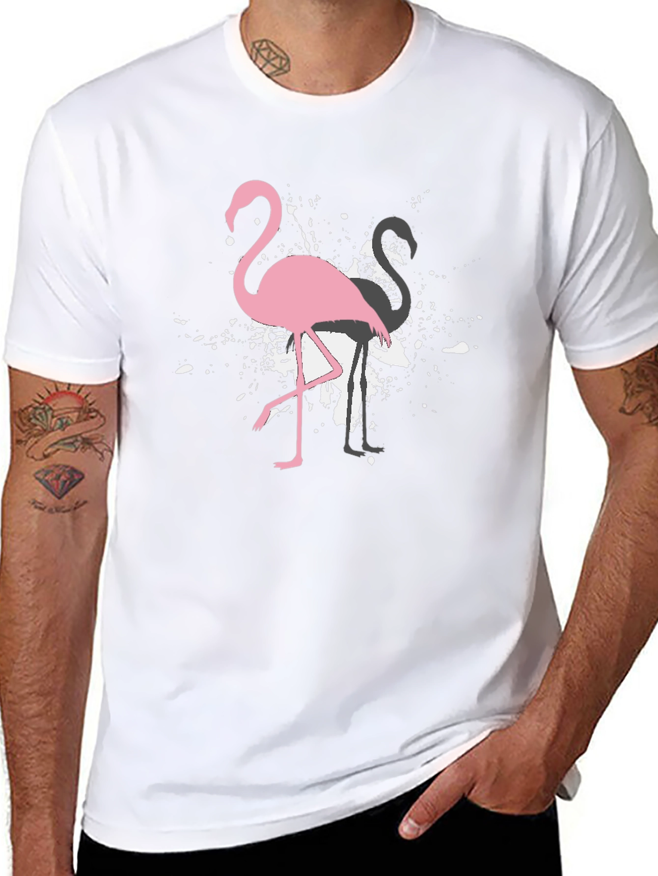 Flamingo Graphic Tee - Stylish Black T-Shirt