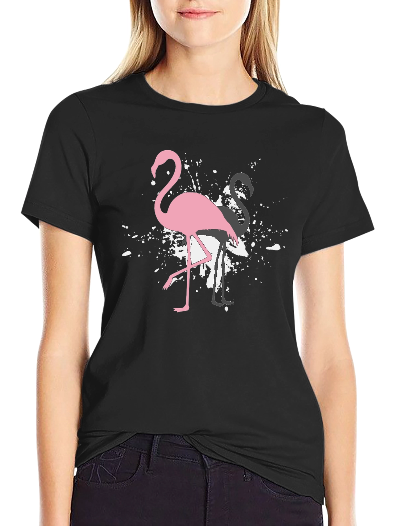 Flamingo Graphic Tee - Stylish Black T-Shirt