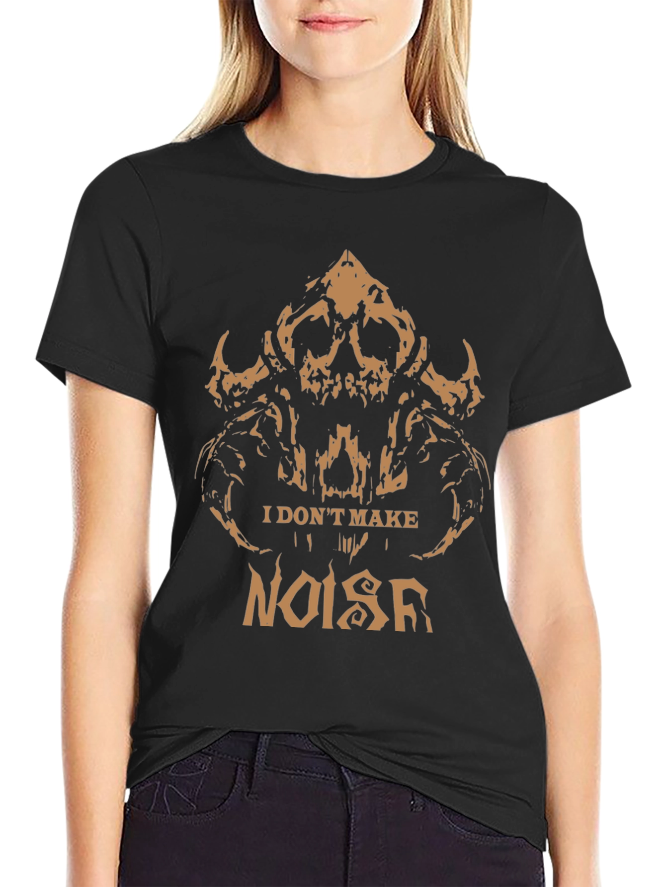 I Dont Make Noise Graphic Tee - Skull Design