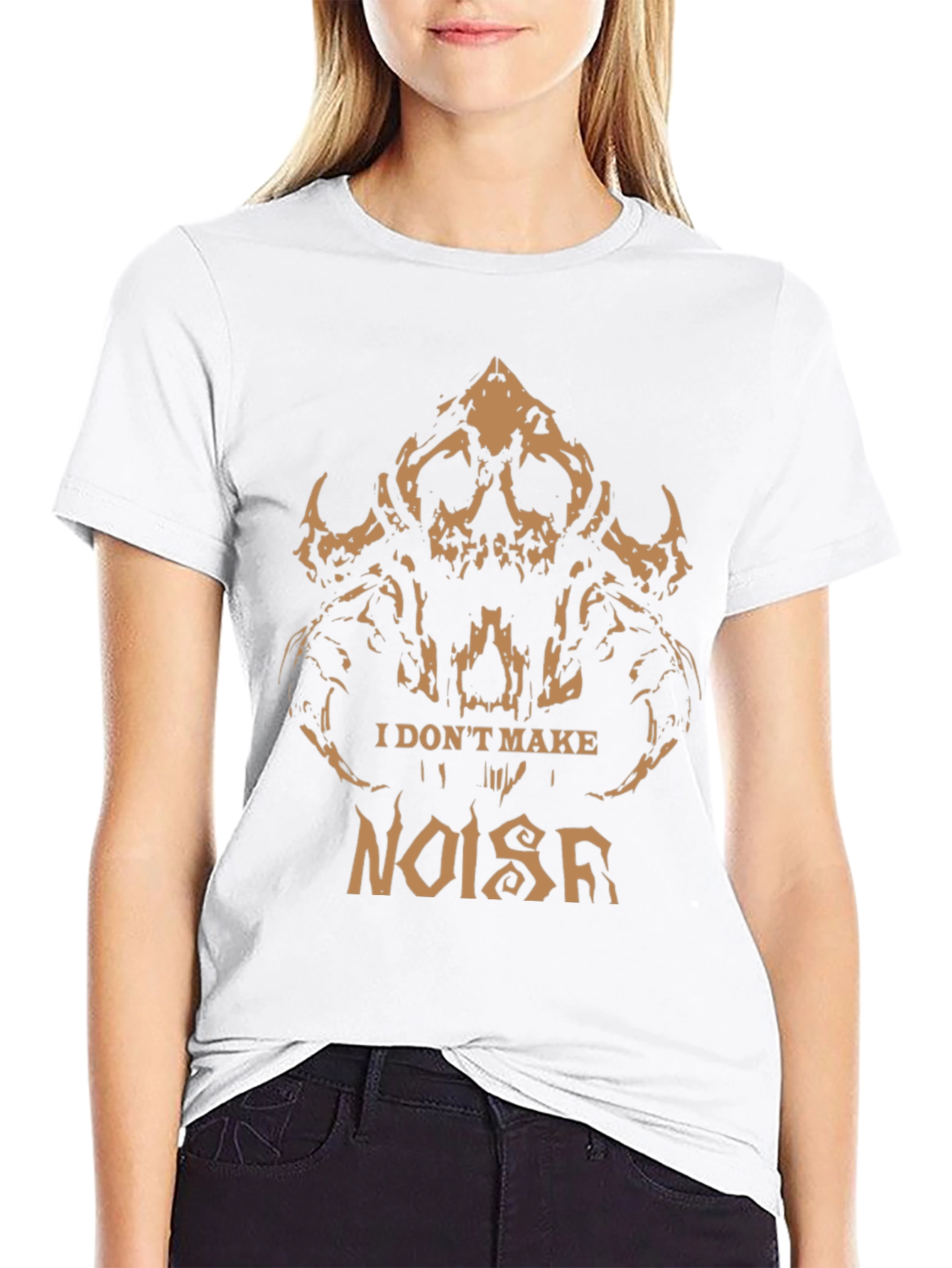 I Dont Make Noise Graphic Tee - Skull Design