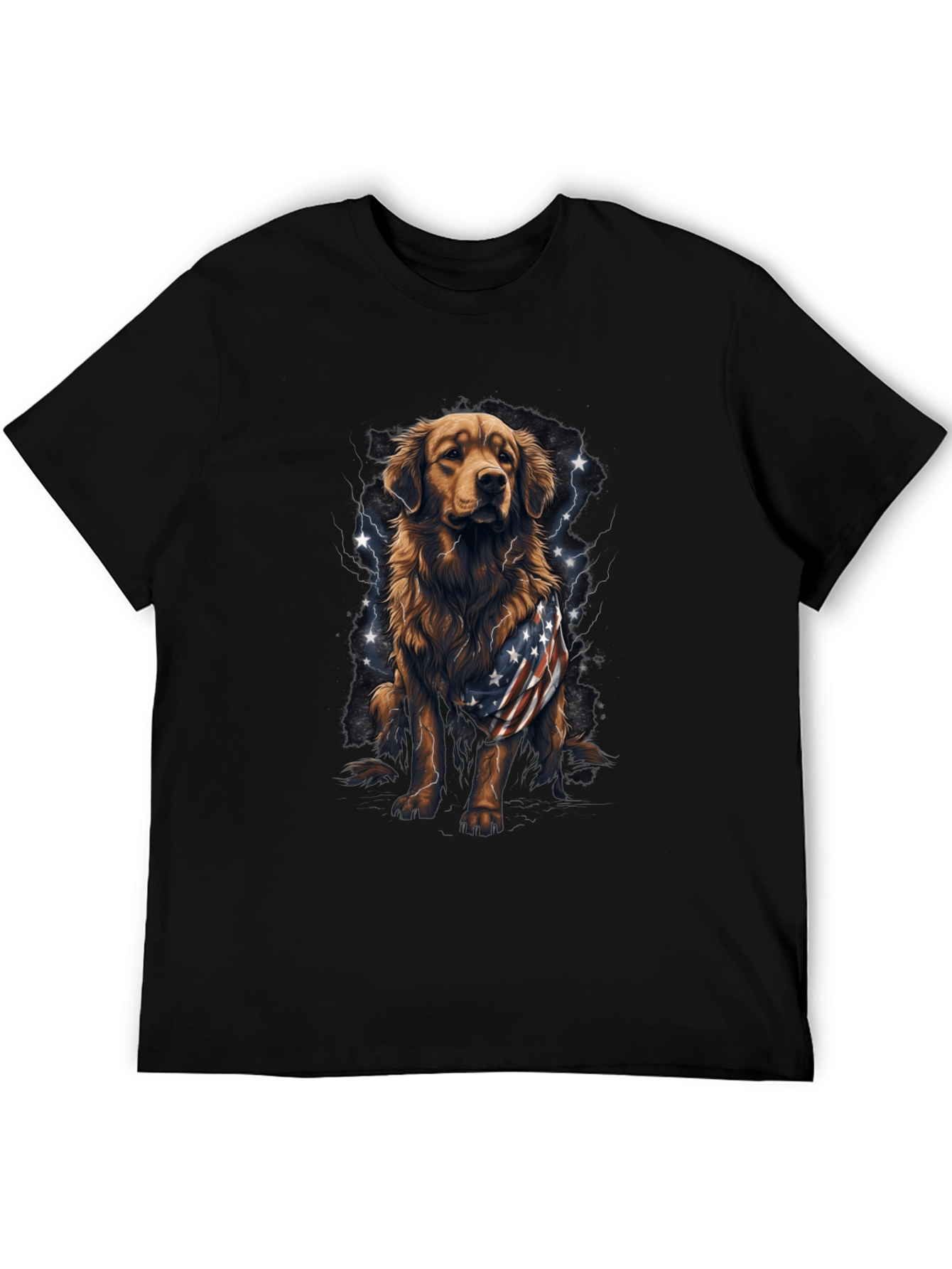 Golden Retriever USA Flag Patriotic T-Shirt