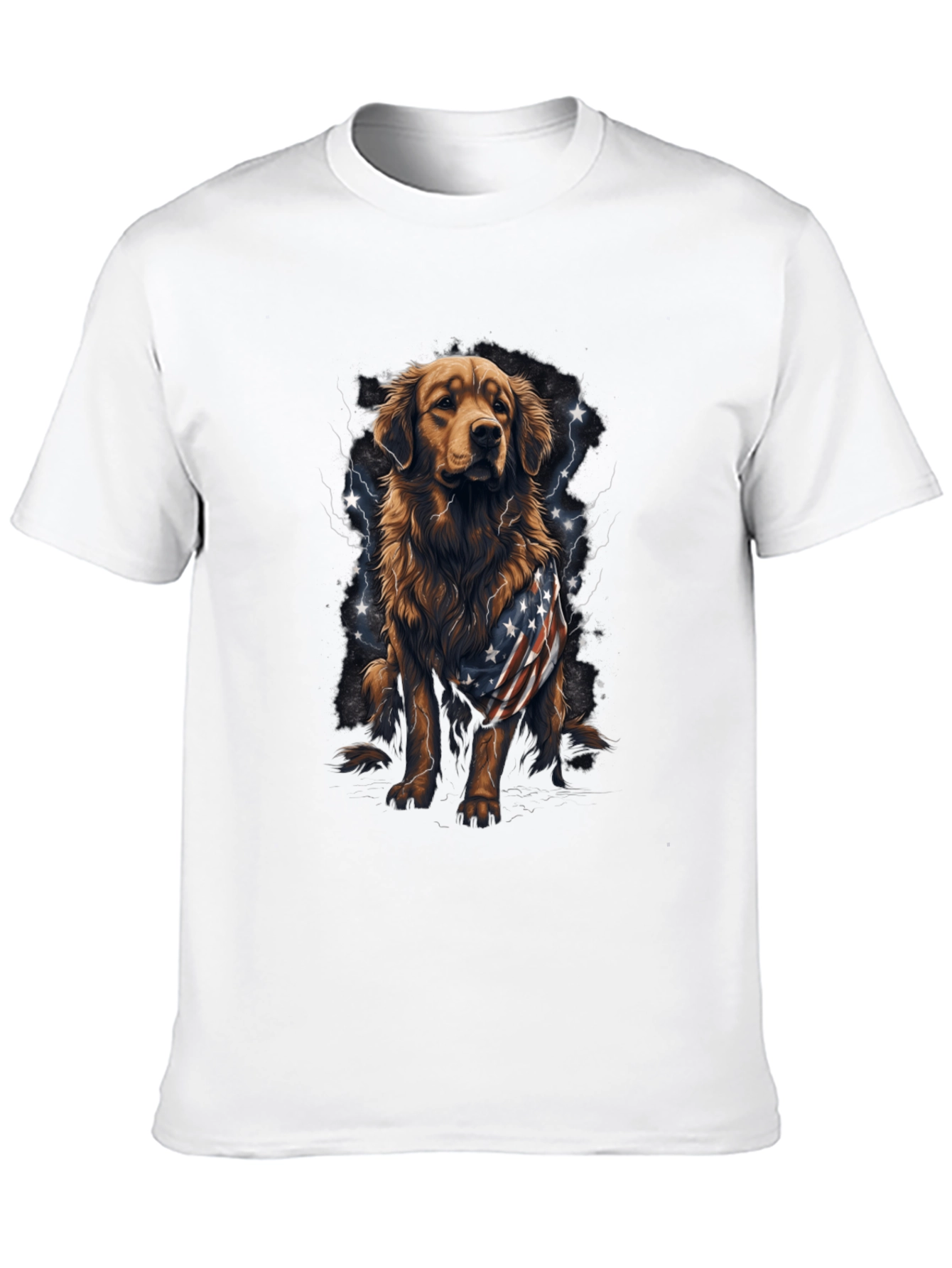 Golden Retriever USA Flag Patriotic T-Shirt