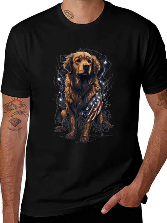 Golden Retriever USA Flag Patriotic T-Shirt