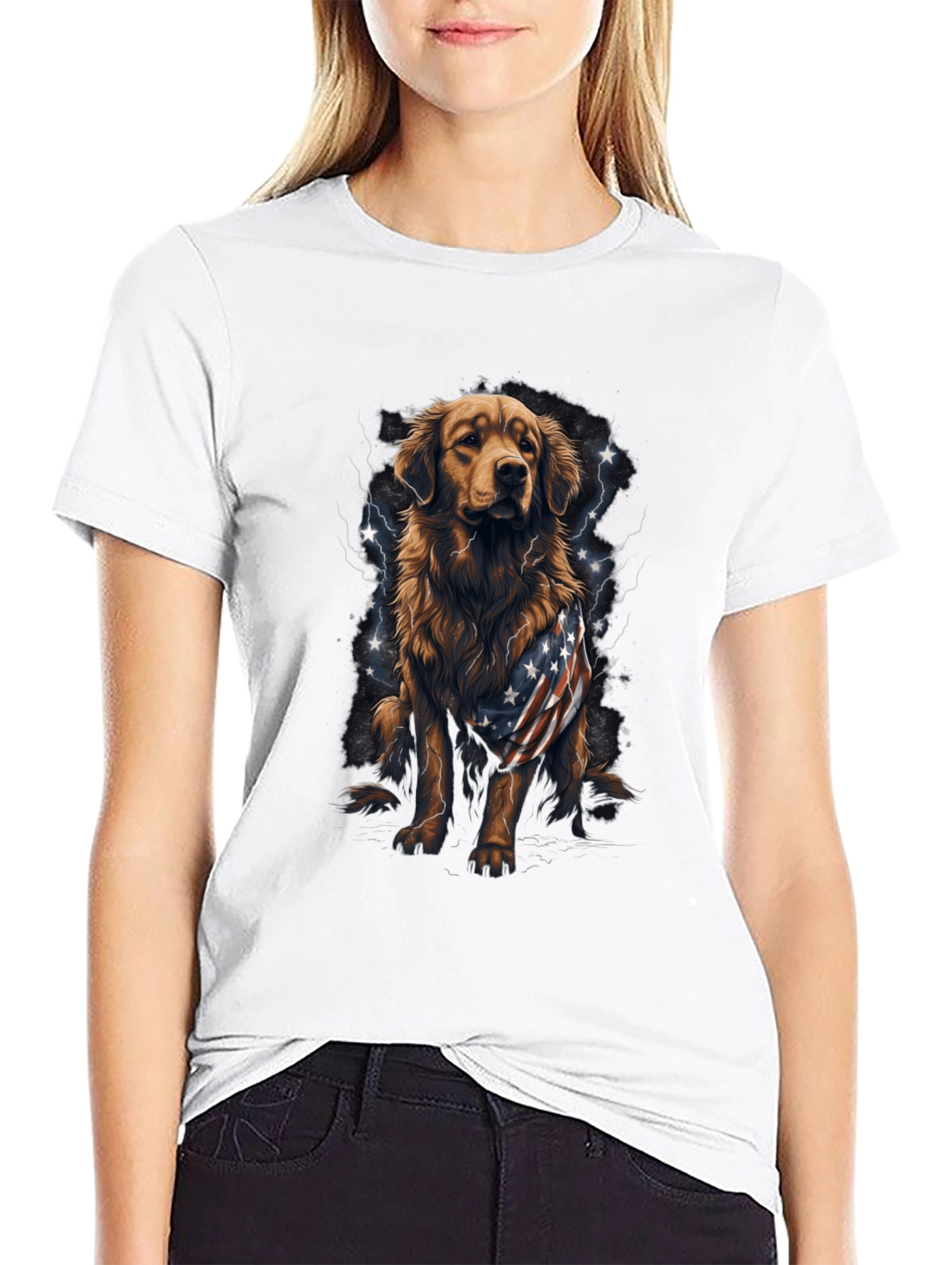 Golden Retriever USA Flag Patriotic T-Shirt