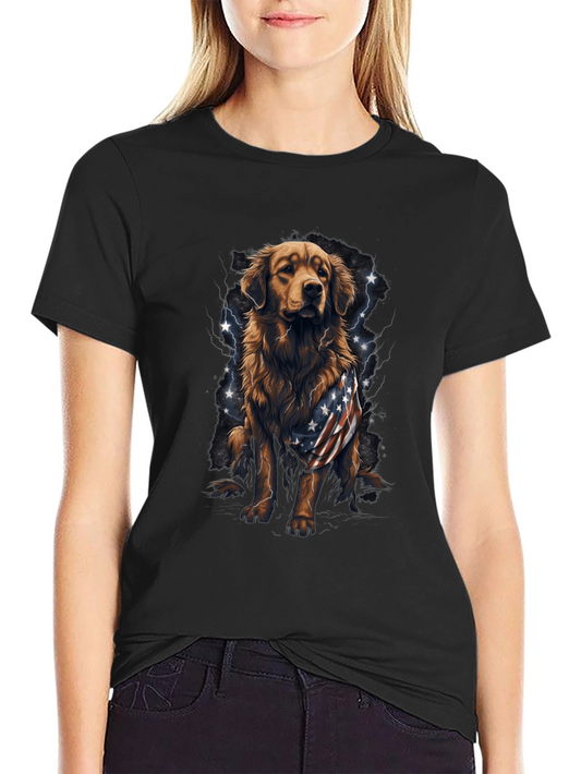 Golden Retriever USA Flag Patriotic T-Shirt