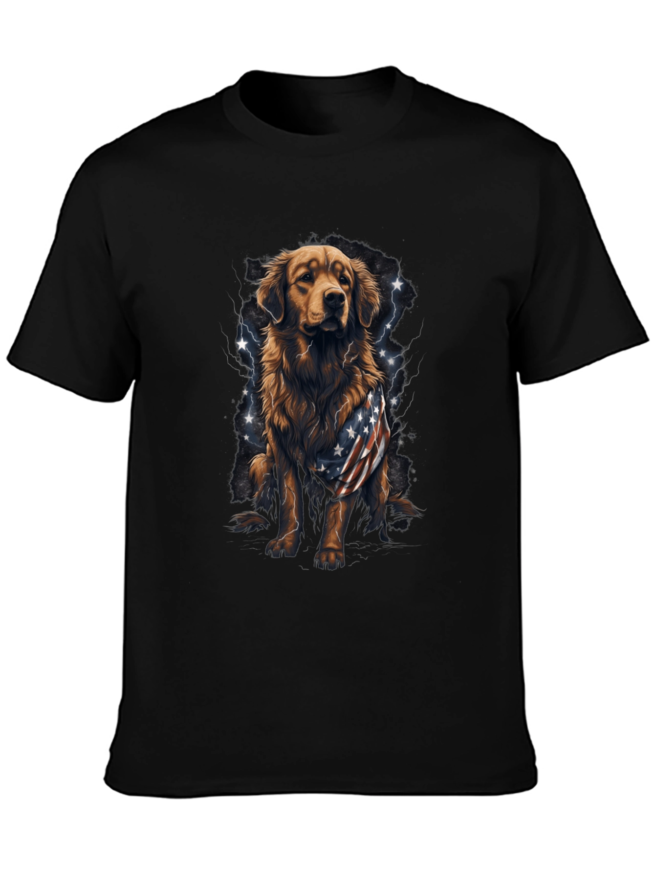 Golden Retriever USA Flag Patriotic T-Shirt
