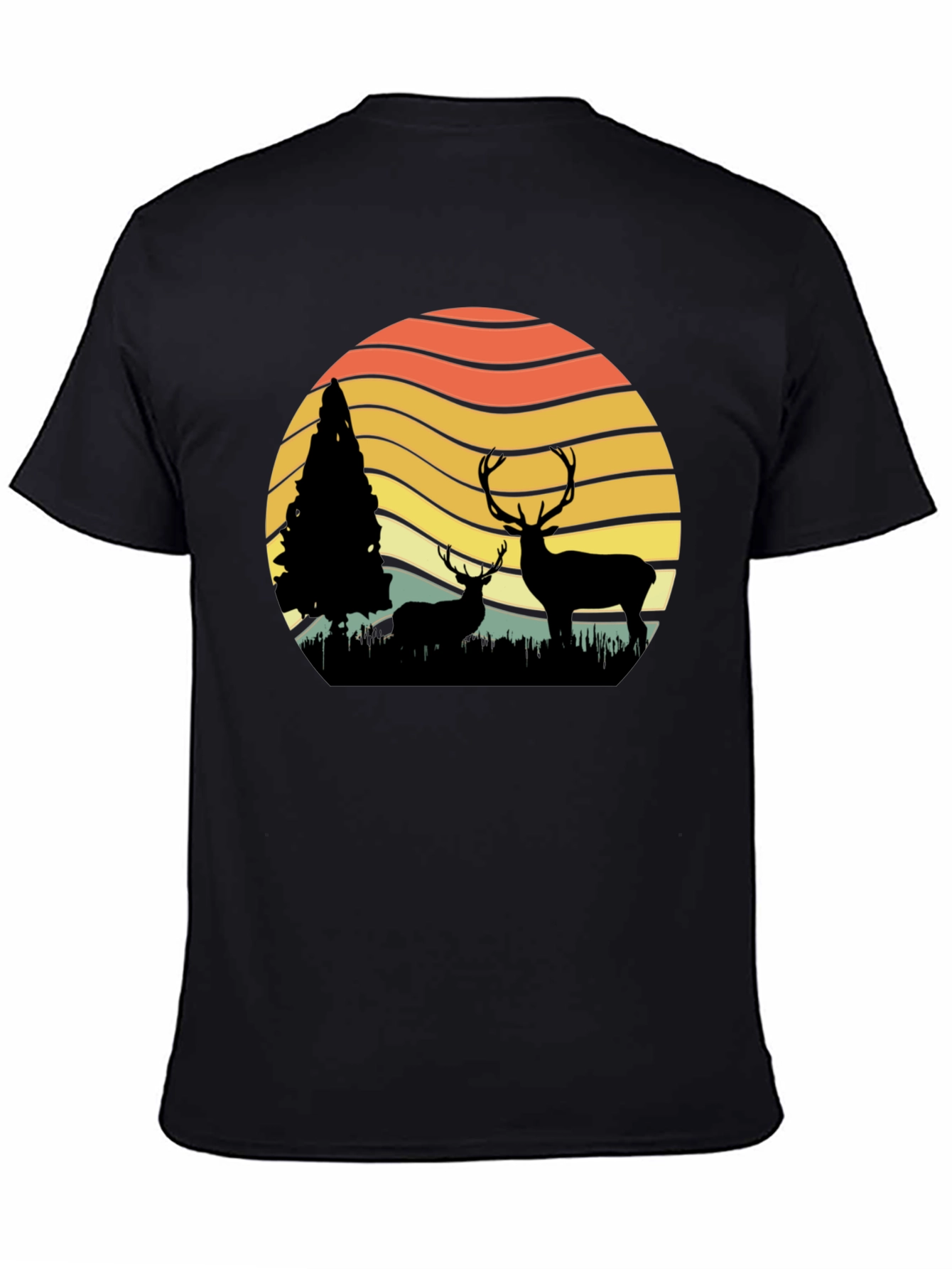 Deer Silhouette Graphic Print Tee - Nature Lovers T-Shirt