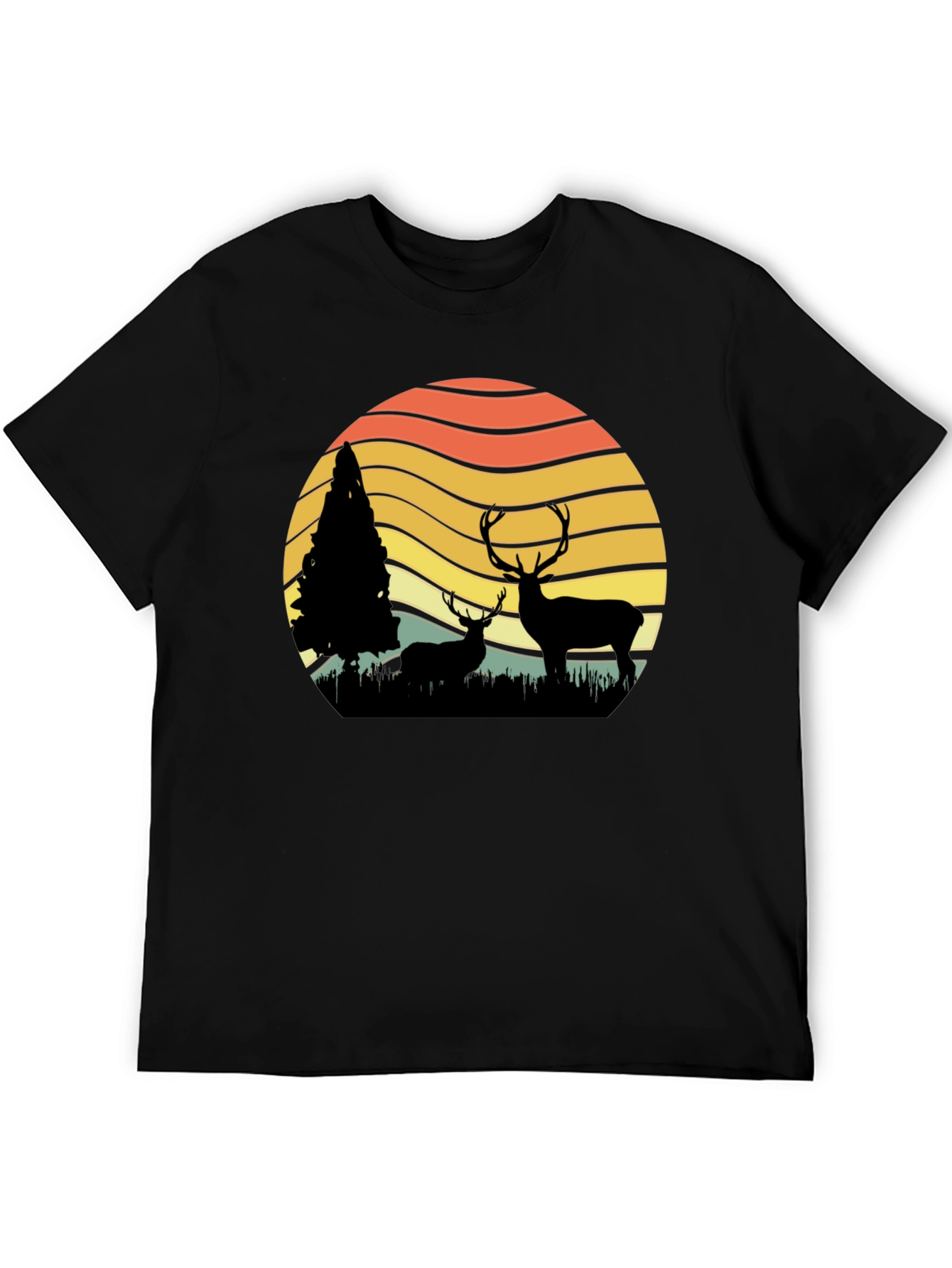 Deer Silhouette Graphic Print Tee - Nature Lovers T-Shirt
