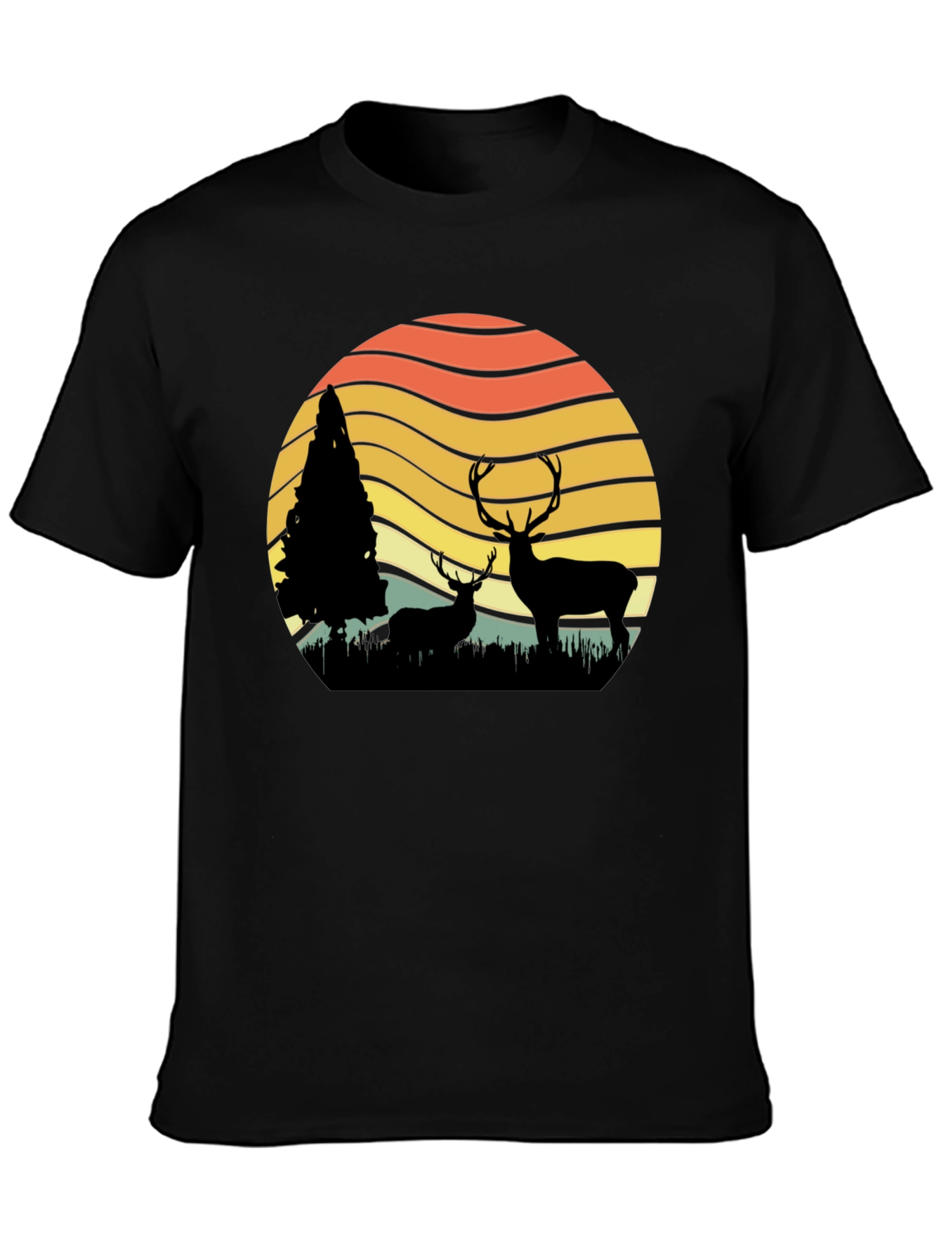 Deer Silhouette Graphic Print Tee - Nature Lovers T-Shirt