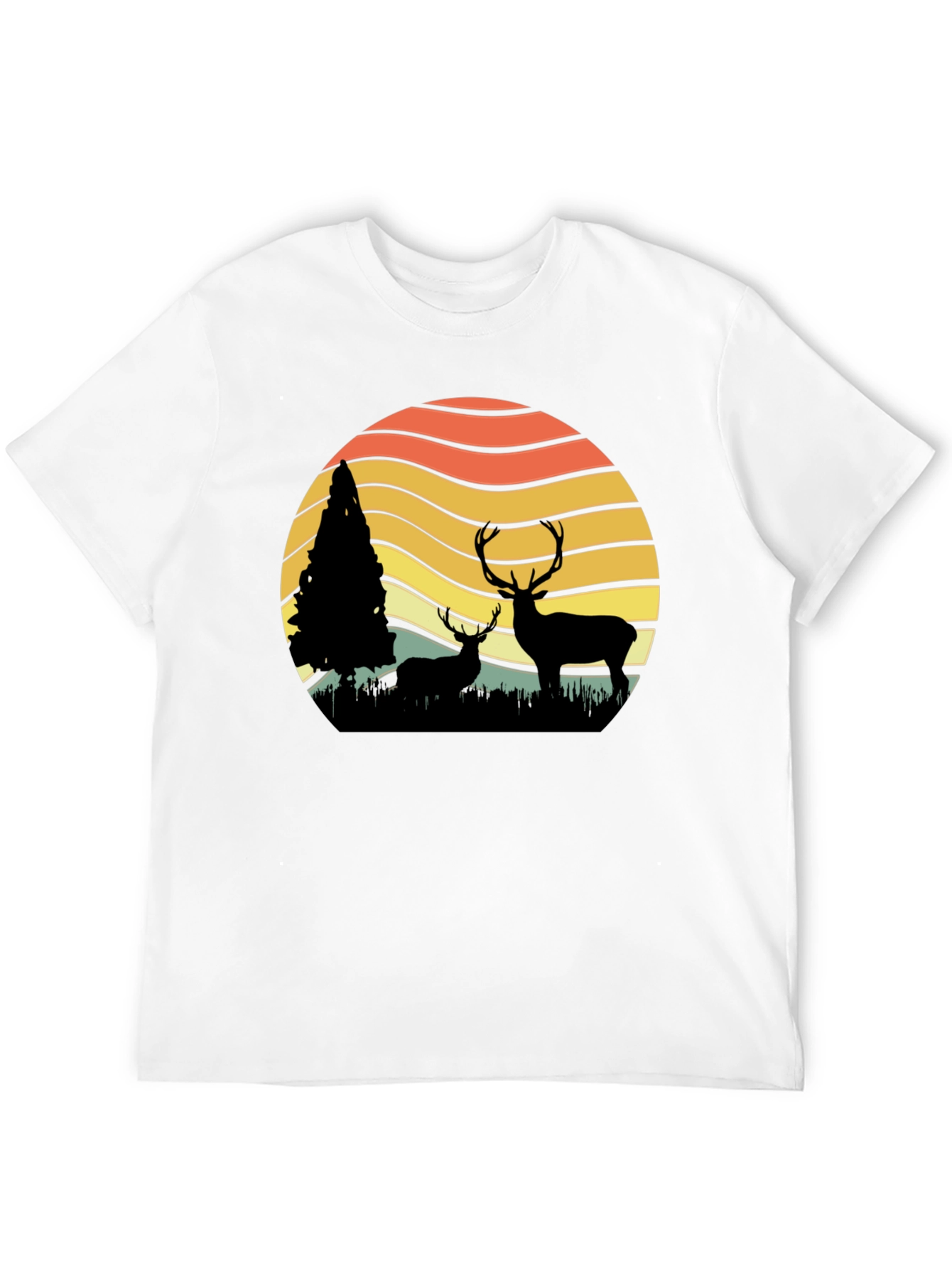 Deer Silhouette Graphic Print Tee - Nature Lovers T-Shirt