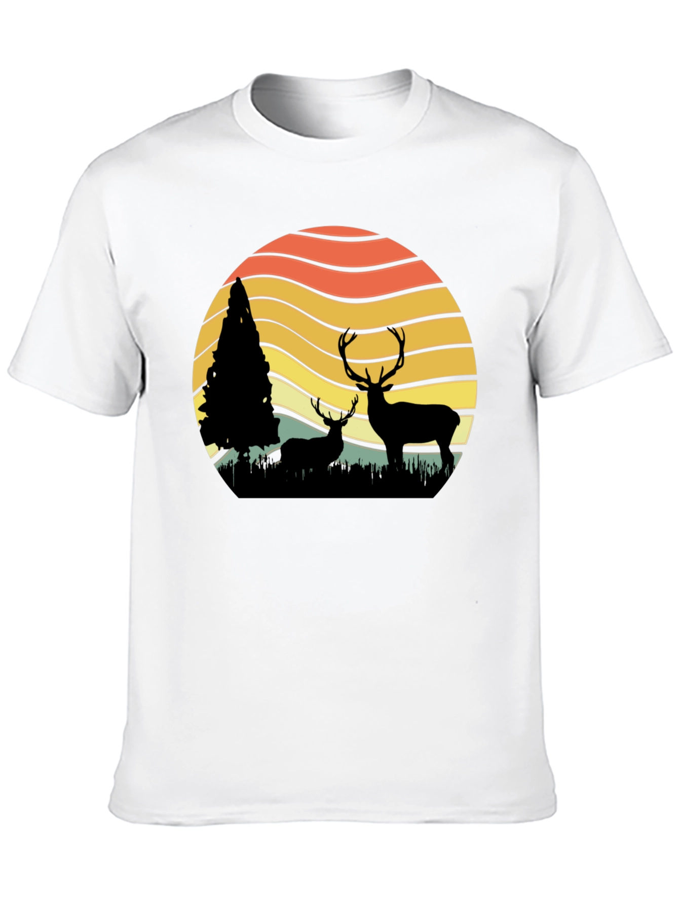 Deer Silhouette Graphic Print Tee - Nature Lovers T-Shirt