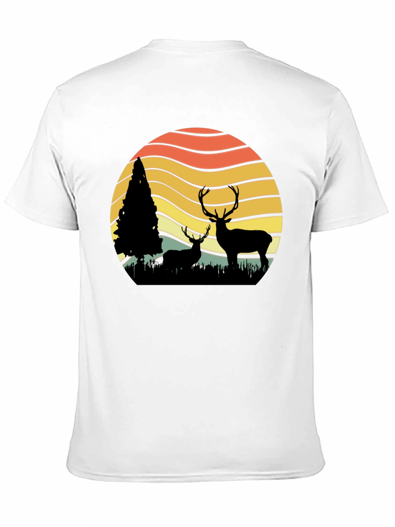 Deer Silhouette Graphic Print Tee - Nature Lovers T-Shirt